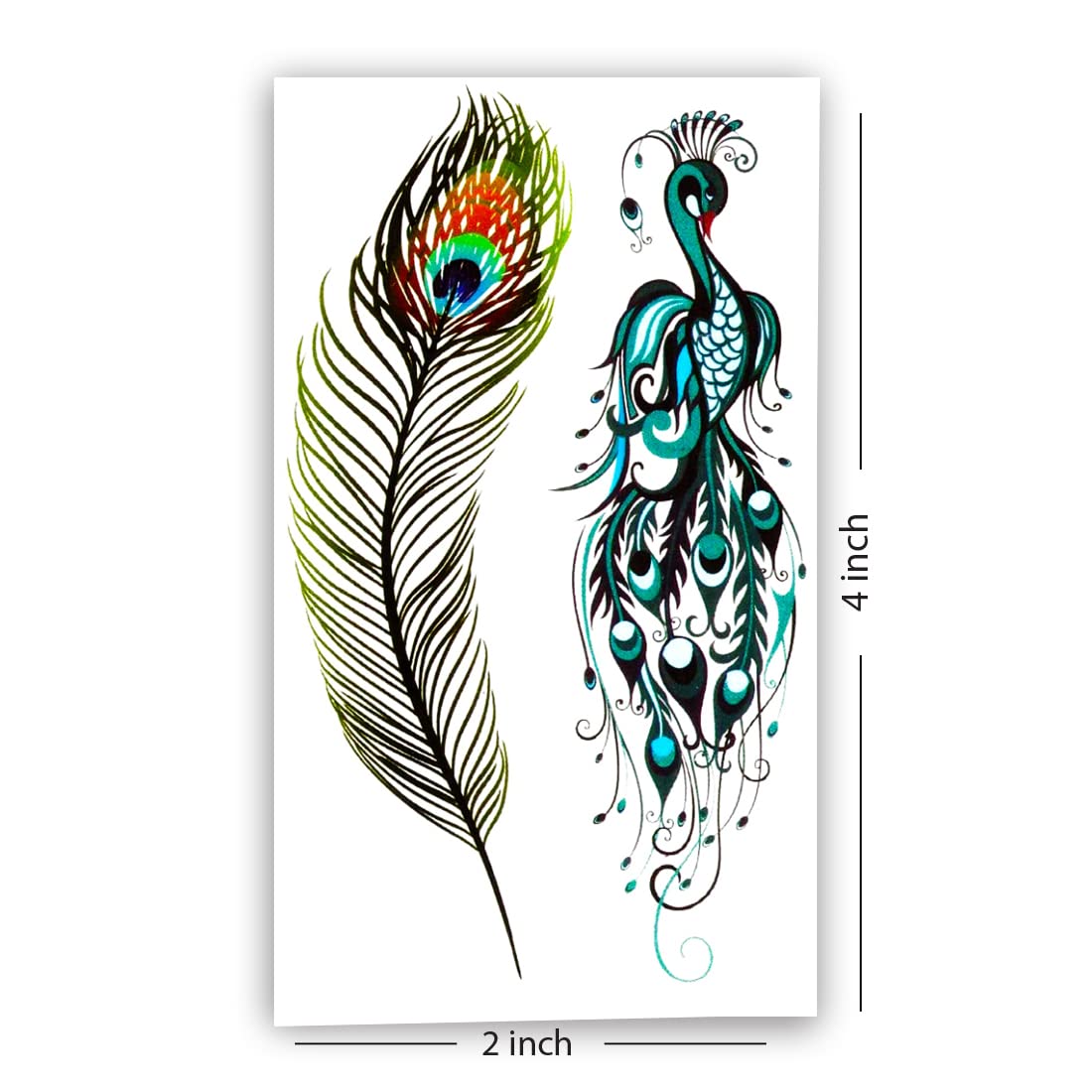 Spiritual Temporary Tattoos Stickers - Om Symbol, Peacock Feather & Colorful Body Art for Men, Women, Boys & Girls (4-Pack) - Perfect for Festivals, Parties & Self-Expression