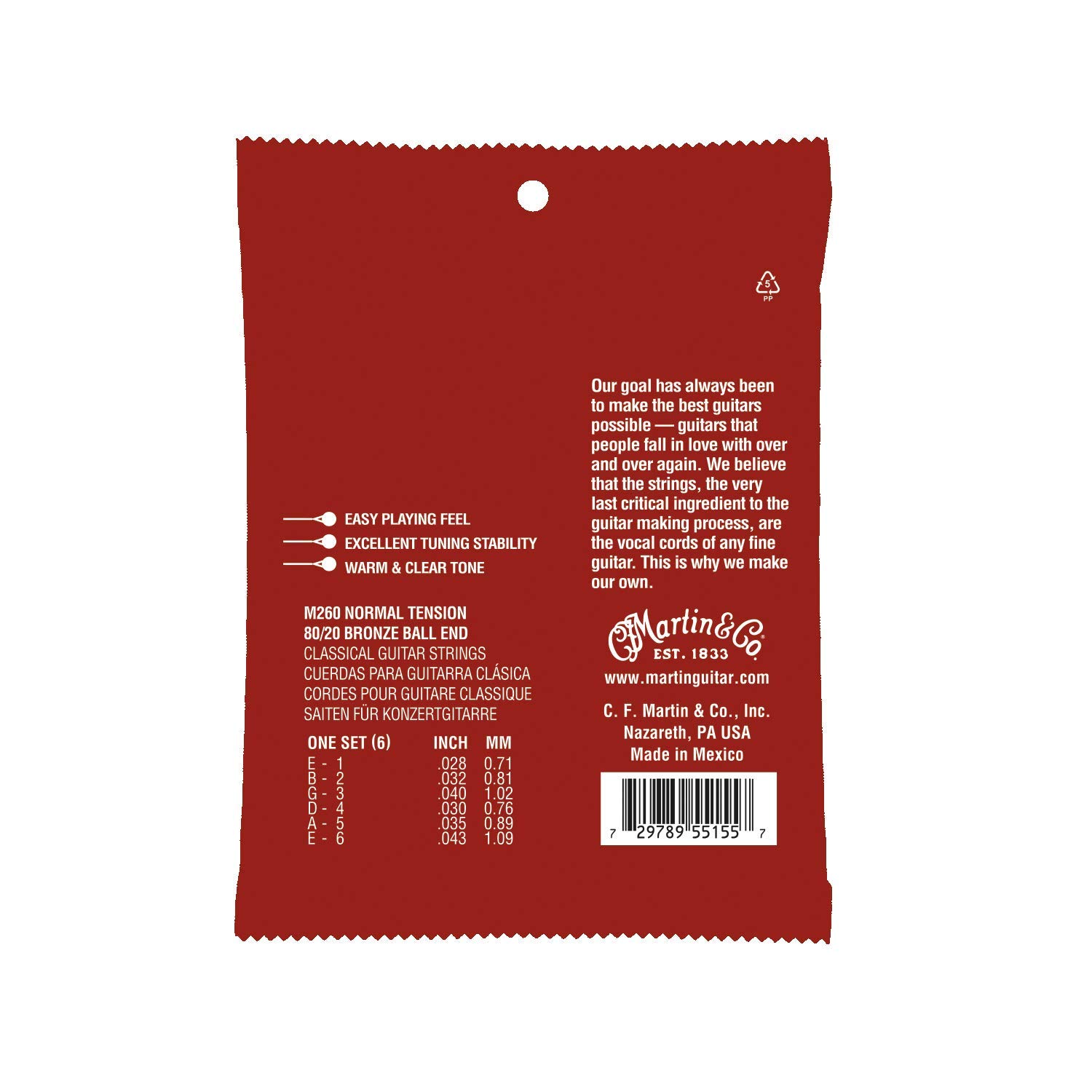 Premium MARTIN Classical Guitar Strings (M260) - 80/20 Bronze for Warm, Bright Tone | Perfect for Beginners, Professionals & Live Performances