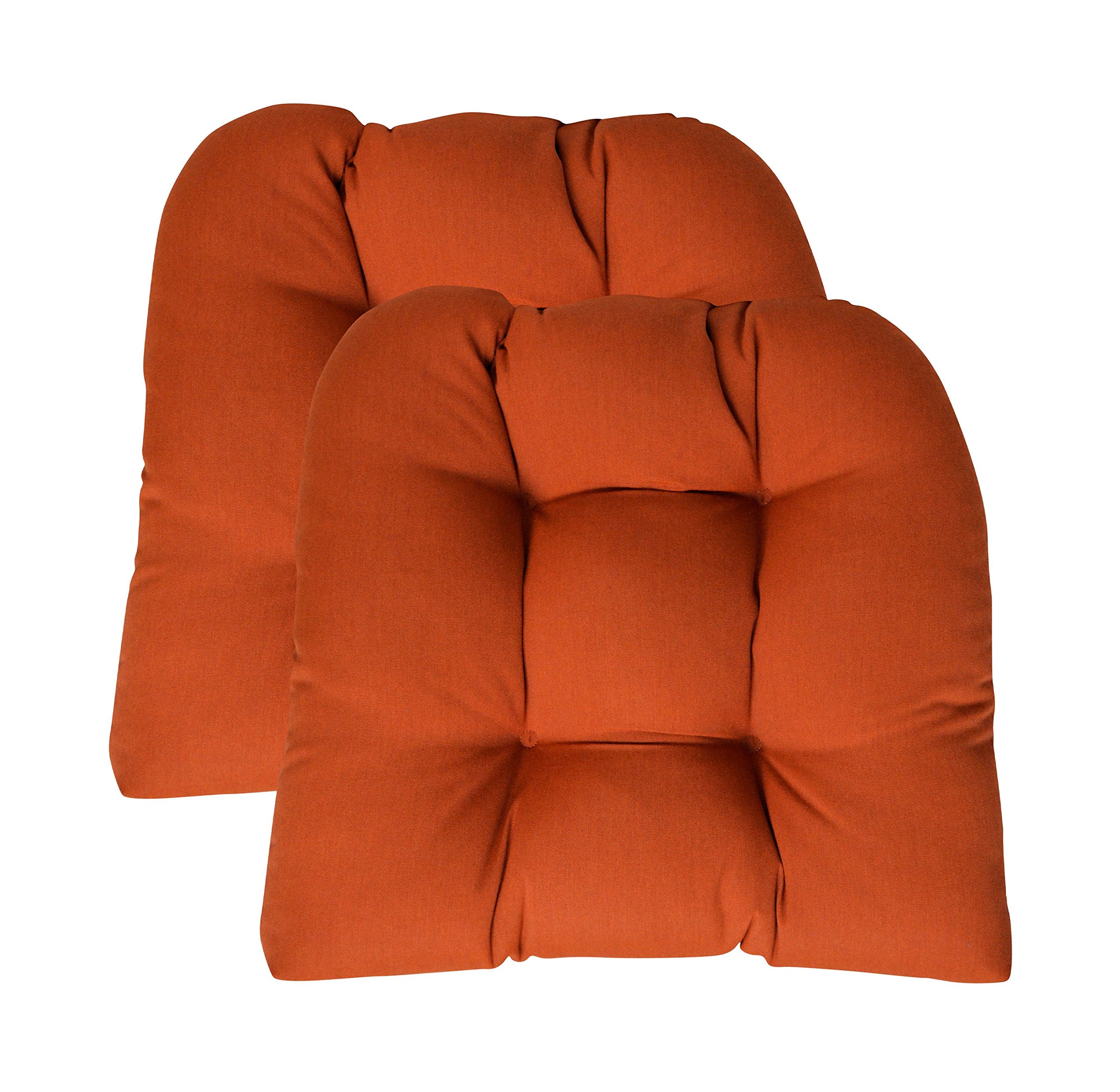 RSH DECOR Sunbrella Indoor/Outdoor 2-Pack Wicker Patio Chair Cushions - Water-Resistant Seat Pillows with UV Protection (Canvas Rust) - Perfect for Poolside, Garden & Patio Furniture