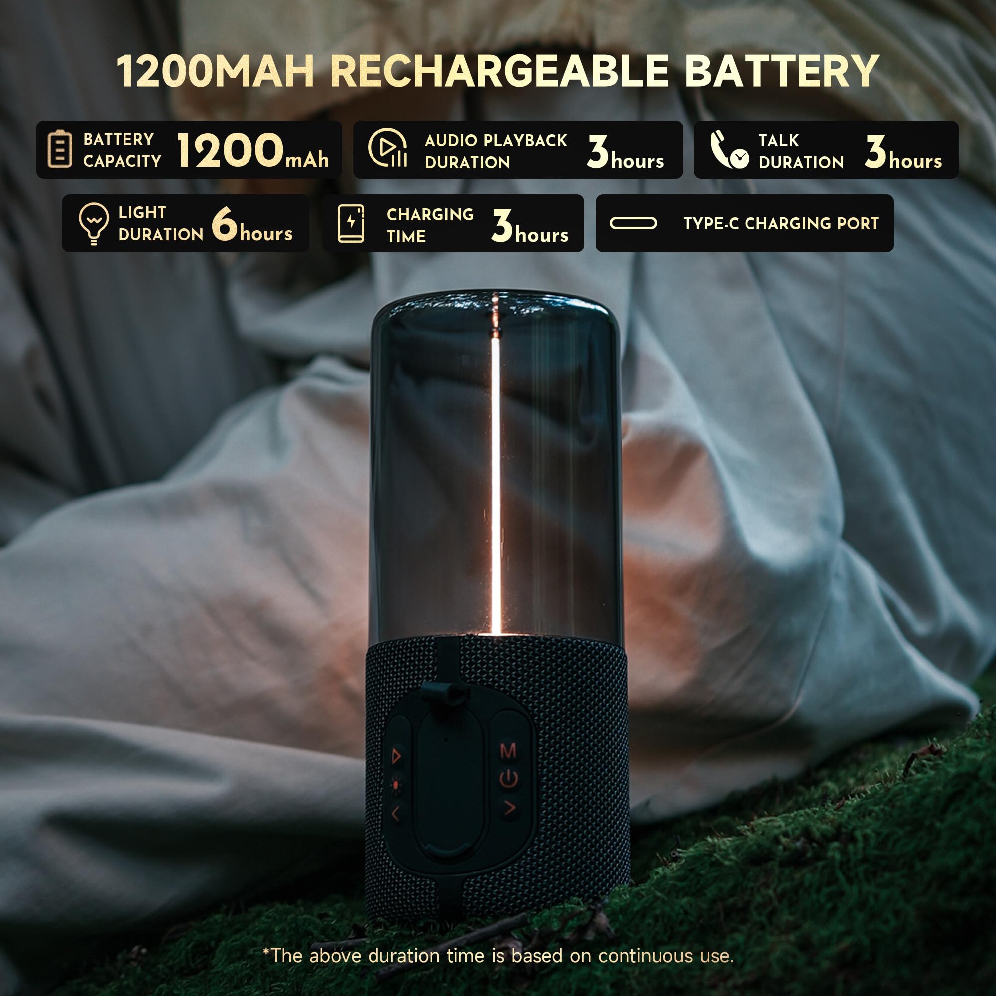 Minimalist Bluetooth Speaker Table Lamp - Cordless LED Desk Lamp with Touch Control, Rechargeable Modern Nightstand Light for Bedroom, Office, Living Room | Perfect Gift for Men, Women, Parents (Him/Her/Dad/Mom)