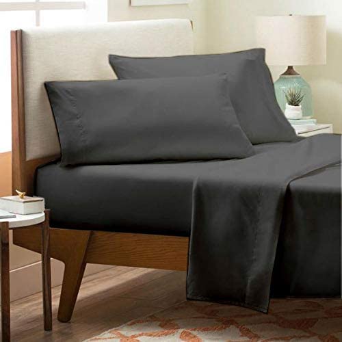 Luxury 4-Piece King Size Bed Sheet Set - 100% Egyptian Cotton, 800 Thread Count, Sateen Weave, Soft Gray - Fits Mattress Up to 32