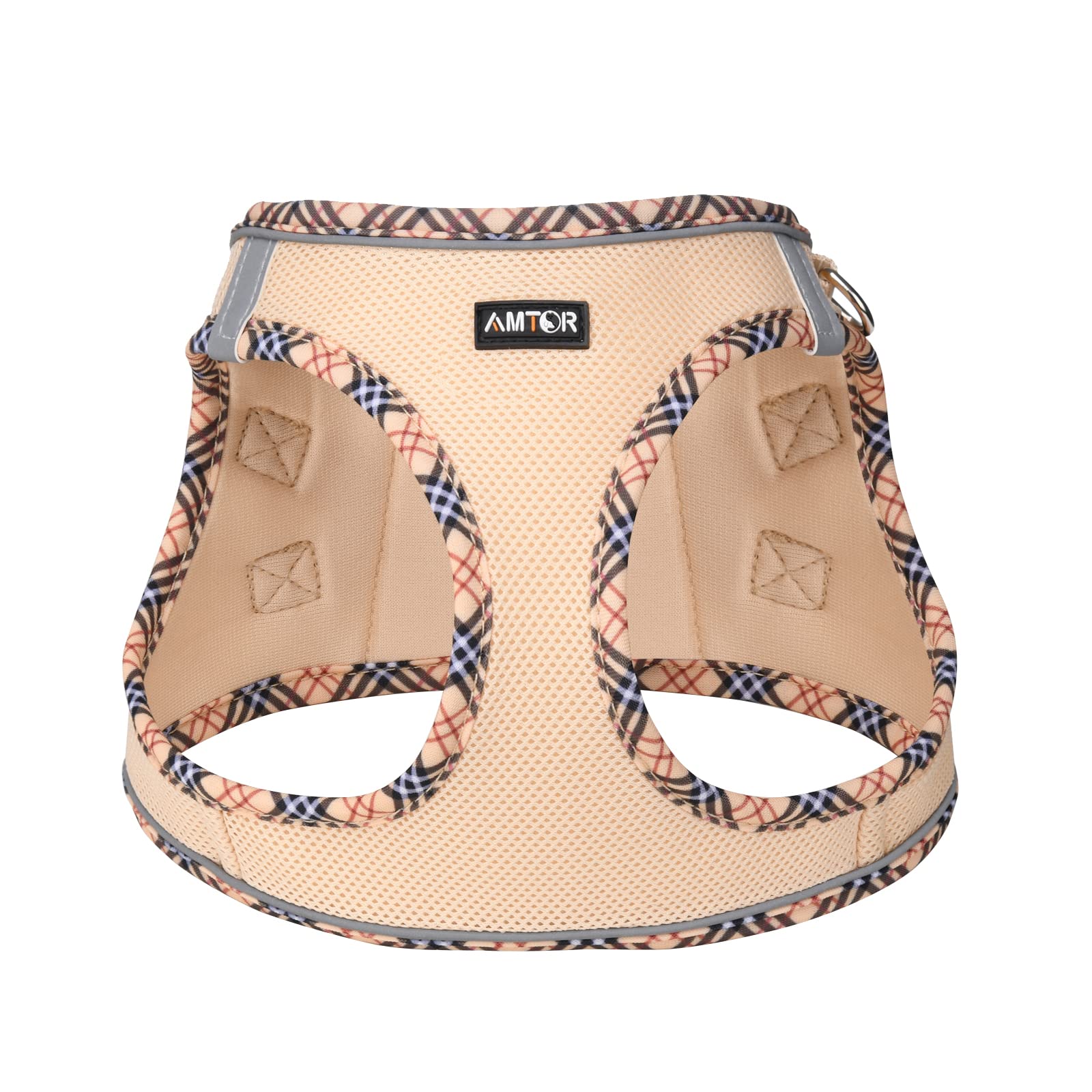 AMTOR No Escape Easy Walk Small Dog Harness with Leash Set - Reflective Step-in Soft Vest for Puppy Training & Walking - XS, S, M, L Sizes (Beige, XS) - Perfect for Outdoor Adventures, Park Walks & Nighttime Safety
