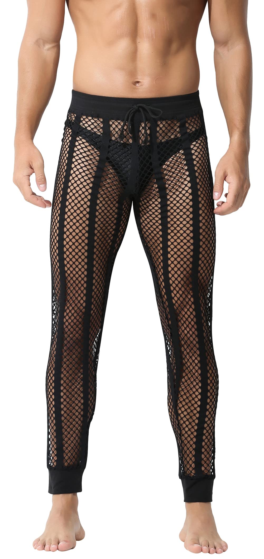 Panegy Men's Fishnet Legging Pants & Mesh Shorts - Breathable Drawstring Lounge Pants for Swimming, Gym, Beach & Casual Wear