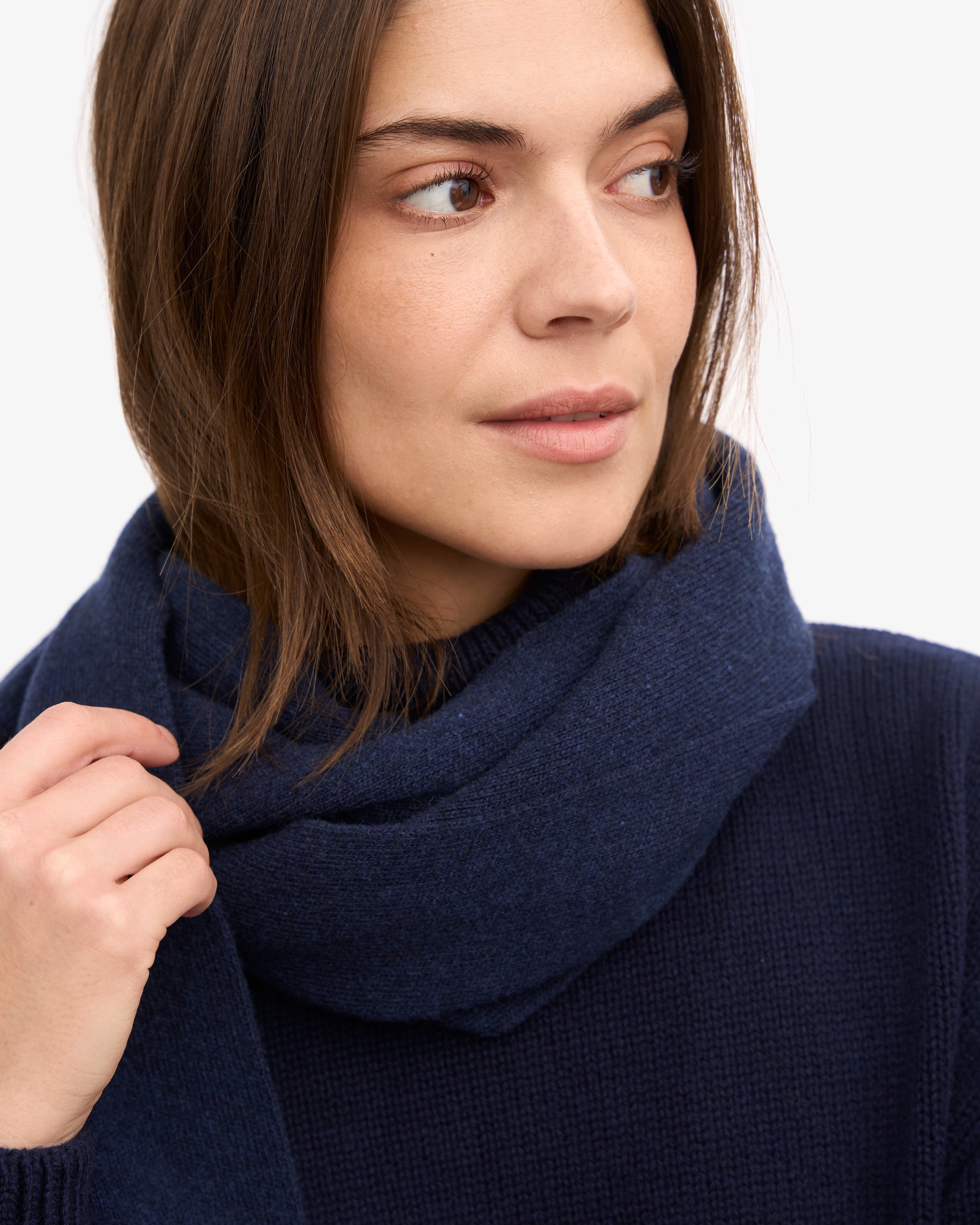 Premium Merino Wool Scarf for Men & Women - Soft Warm Winter Accessory in Marine Blue - Perfect for Cold Weather, Outdoor Activities & Fashion Statement