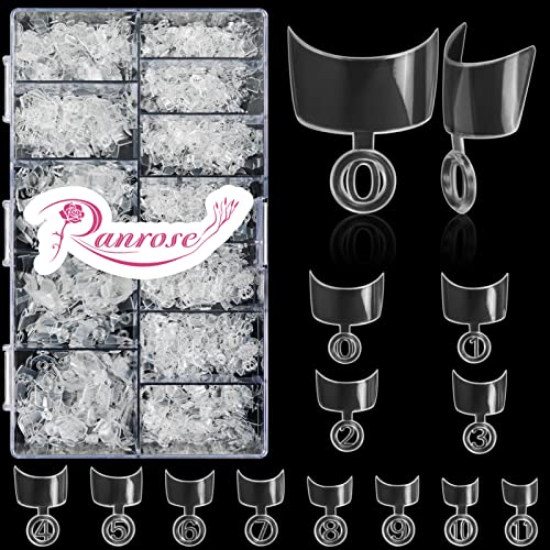 Ranrose 1200PCS Clear Short French Acrylic Nail Tips - 12 Sizes Half Cover Fake Nails with Storage Box | DIY Nail Art Extensions for Natural Look | Perfect for Salon, Home Manicure & Special Occasions
