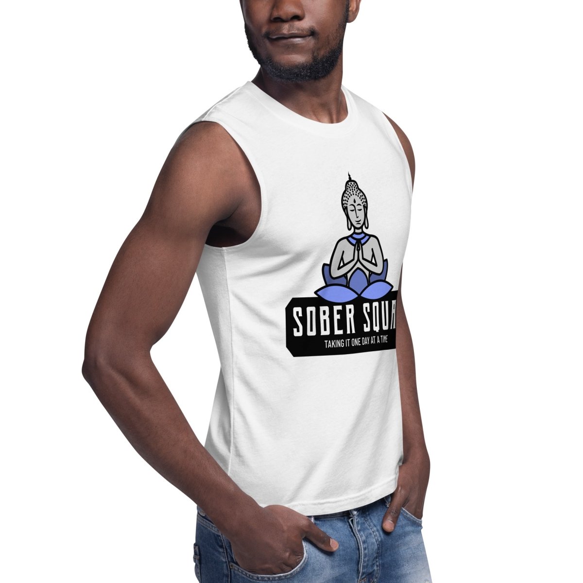 Sober Squad Men's Muscle Shirt - Workout Tank Top for Gym, Running & Fitness Training - Breathable Quick-Dry Activewear for Men