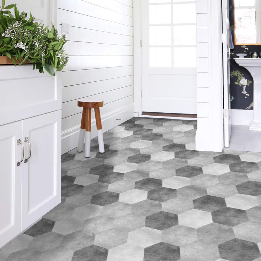 Hexagon Non-Slip Vinyl Floor Tile Stickers - Waterproof Peel & Stick Wall Decals for Home Decor, Kitchen, Bathroom & Living Room - Perfect for DIY Home Improvement, Kids Play Area & Pet-Friendly Spaces