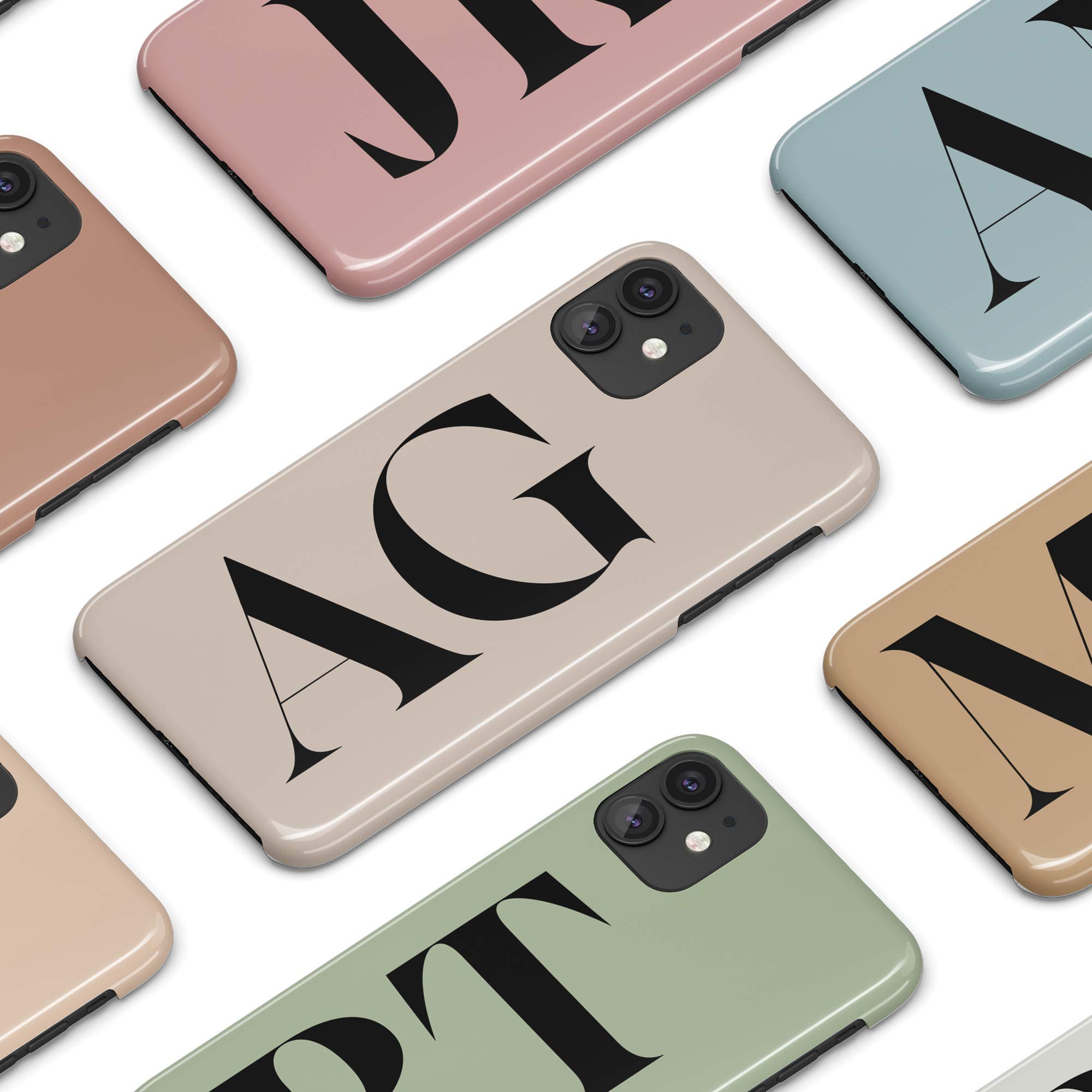 Custom Monogram Phone Case for iPhone 16 Plus/15 Pro Max/14/13 Mini/12/11/X/XS Max/XR/7/8 - Personalized Initial Name Cover with Multicolor Options - Perfect for Gifts, Travel & Everyday Protection