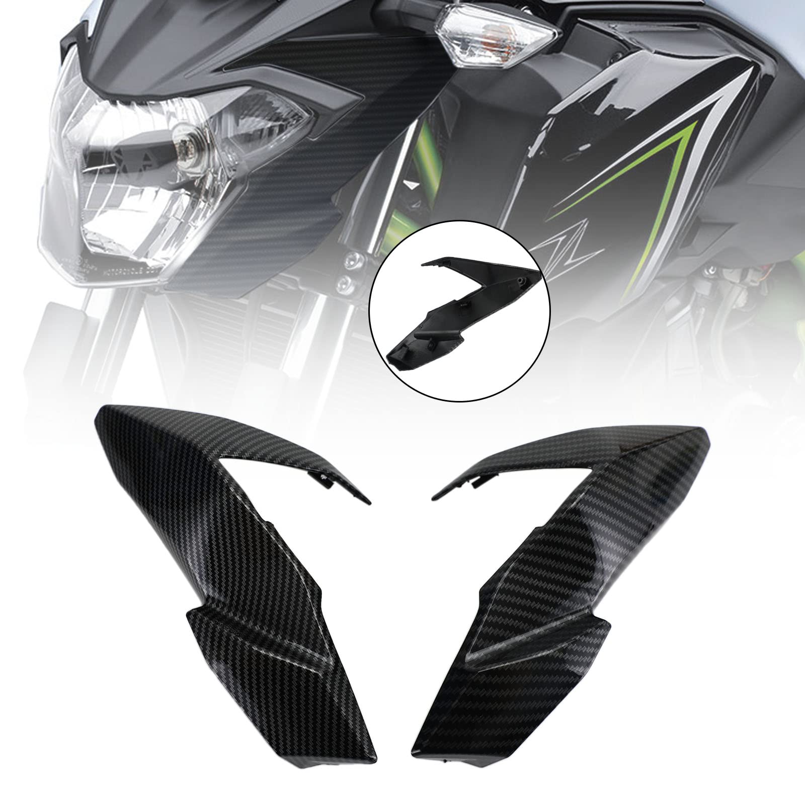 Kawasaki Z650 2017-2019 Motorcycle Front Side Headlight Panel Cover Fairing Cowl - ABS Plastic Replacement Part for Enhanced Protection & Style | Perfect for Daily Commuting & Street Riding