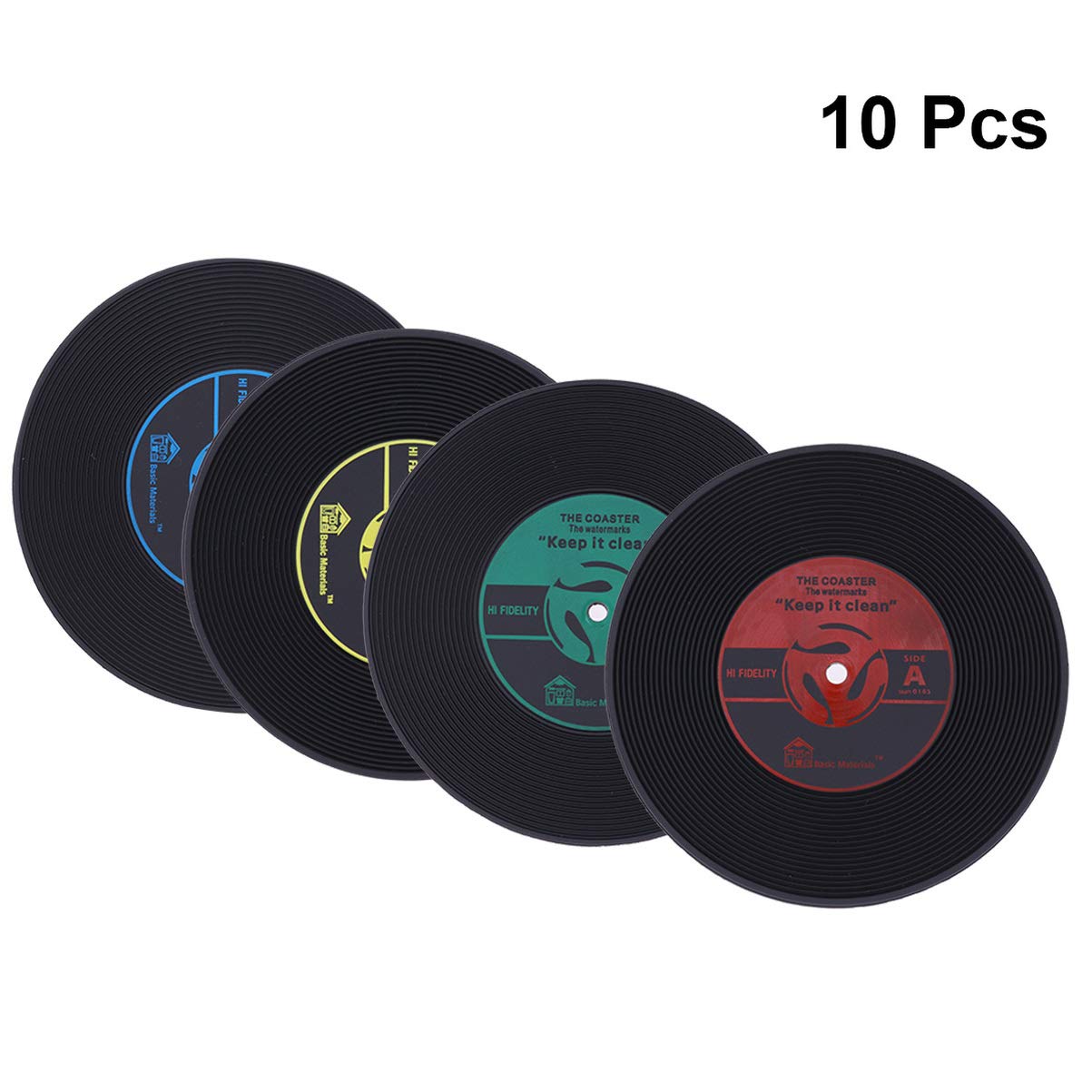 10-Pack Hemoton Retro Round Coasters for Coffee & Drinks - Absorbent Cup Holders, Table Mats for Wedding, Home & Office Use