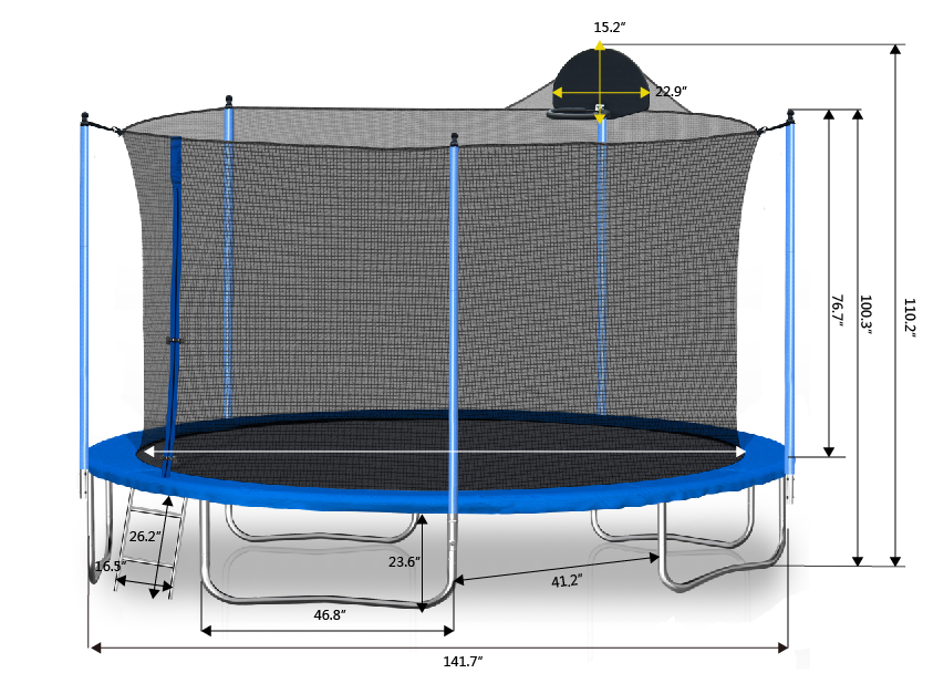 12FT Trampoline with Basketball Hoop, Ladder & Safety Enclosure Net - Outdoor Bounce Fun for Kids & Adults - Perfect for Backyard, Garden & Family Fitness Activities