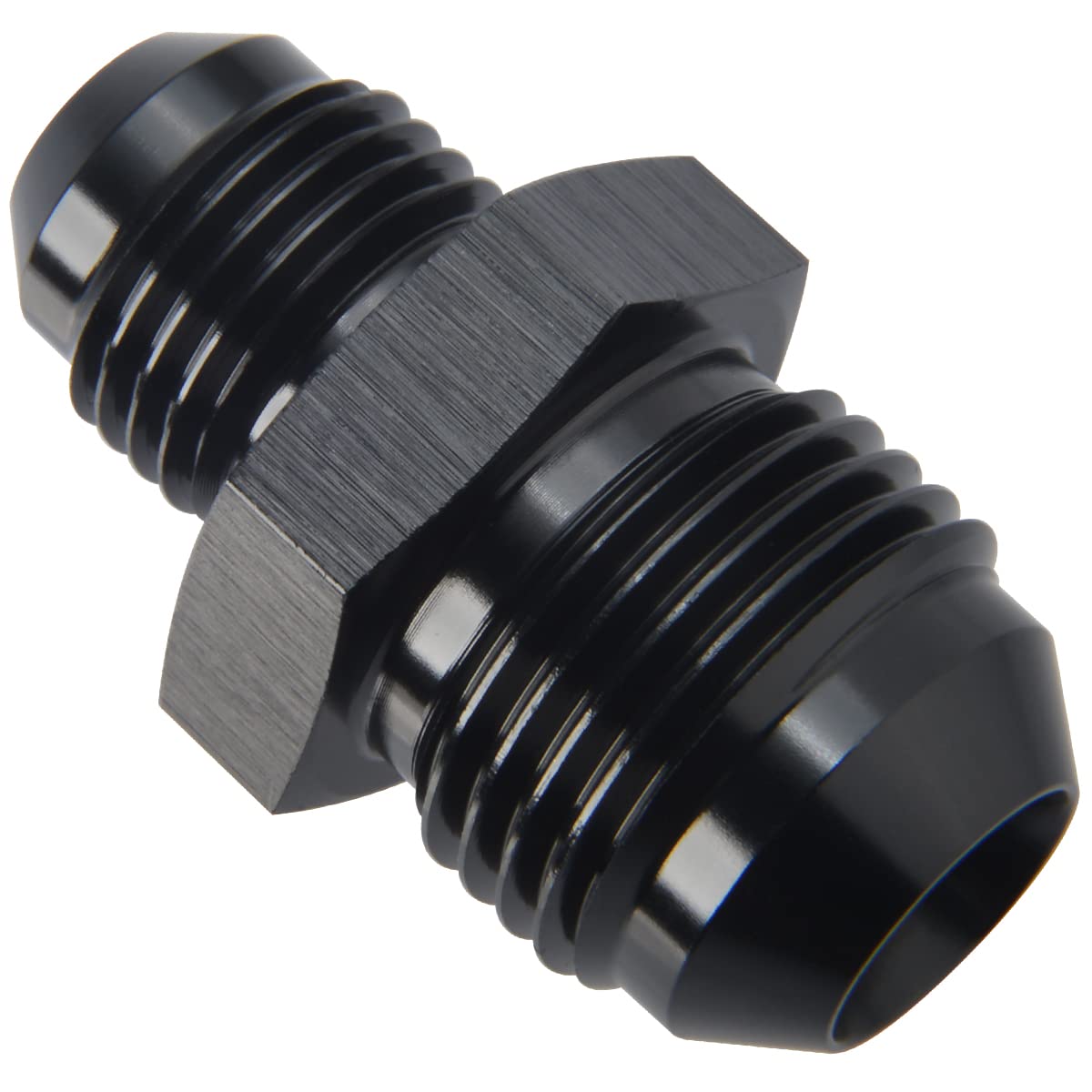 6AN Male to 4AN Male Flare Reducer Union Adapter Fitting - Aluminum Black - Fuel/Oil Line Connector for Automotive, Racing & Hydraulic Systems