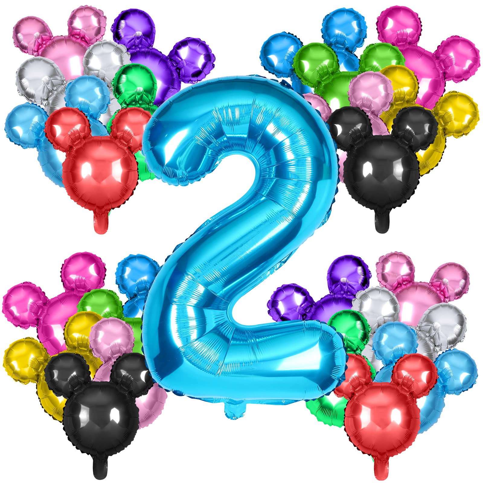 24 Pack Colorful Mouse Head Foil Balloons - 18