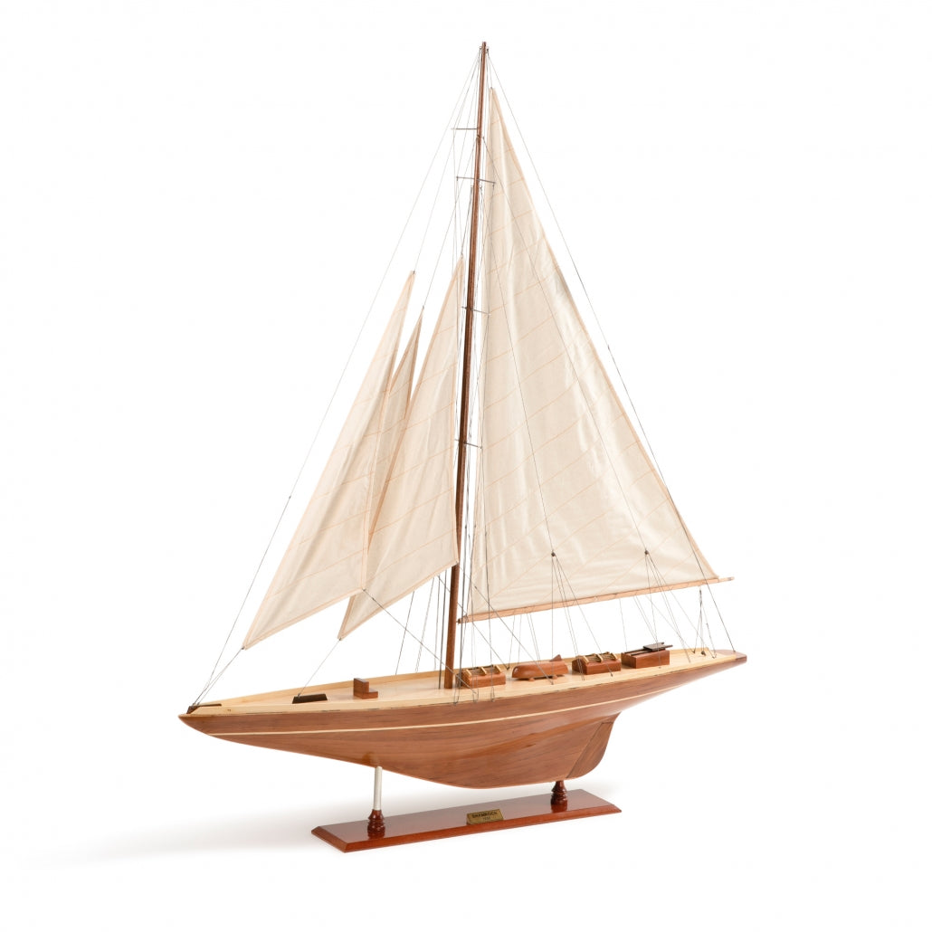 Endeavour Sailboat Model - Handcrafted Wooden Ship Replica - Perfect for Home Decor, Office Display & Nautical Gifts