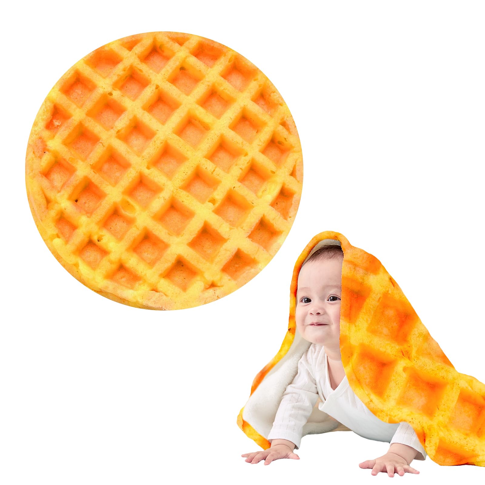 Soft Flannel Waffle Blanket for Baby Shower Gifts - 36 Inch Newborn Swaddle Blankets for Boys & Girls | Funny Food Themed Baby Blanket for Birthdays & Nursery Essentials