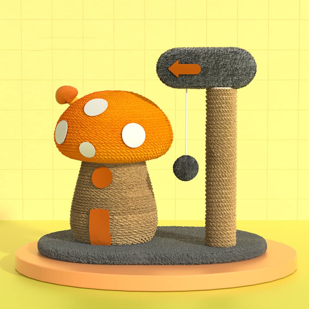Premium Cat Scratching Post with Natural Sisal - Mushroom-Shaped Cat Scratcher, Jumping Platform & Small Cat Tree House | Interactive Training Toy for Indoor Cats | Perfect for Playtime, Exercise & Stress Relief