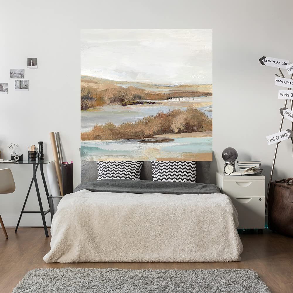 Watery Valley Fine Art Canvas Print - Modern Abstract Wall Decor by Artist Lera - 32x32 Inch Ready to Hang Painting for Living Room, Bedroom, Office - Perfect for Home, Hotel & Commercial Spaces