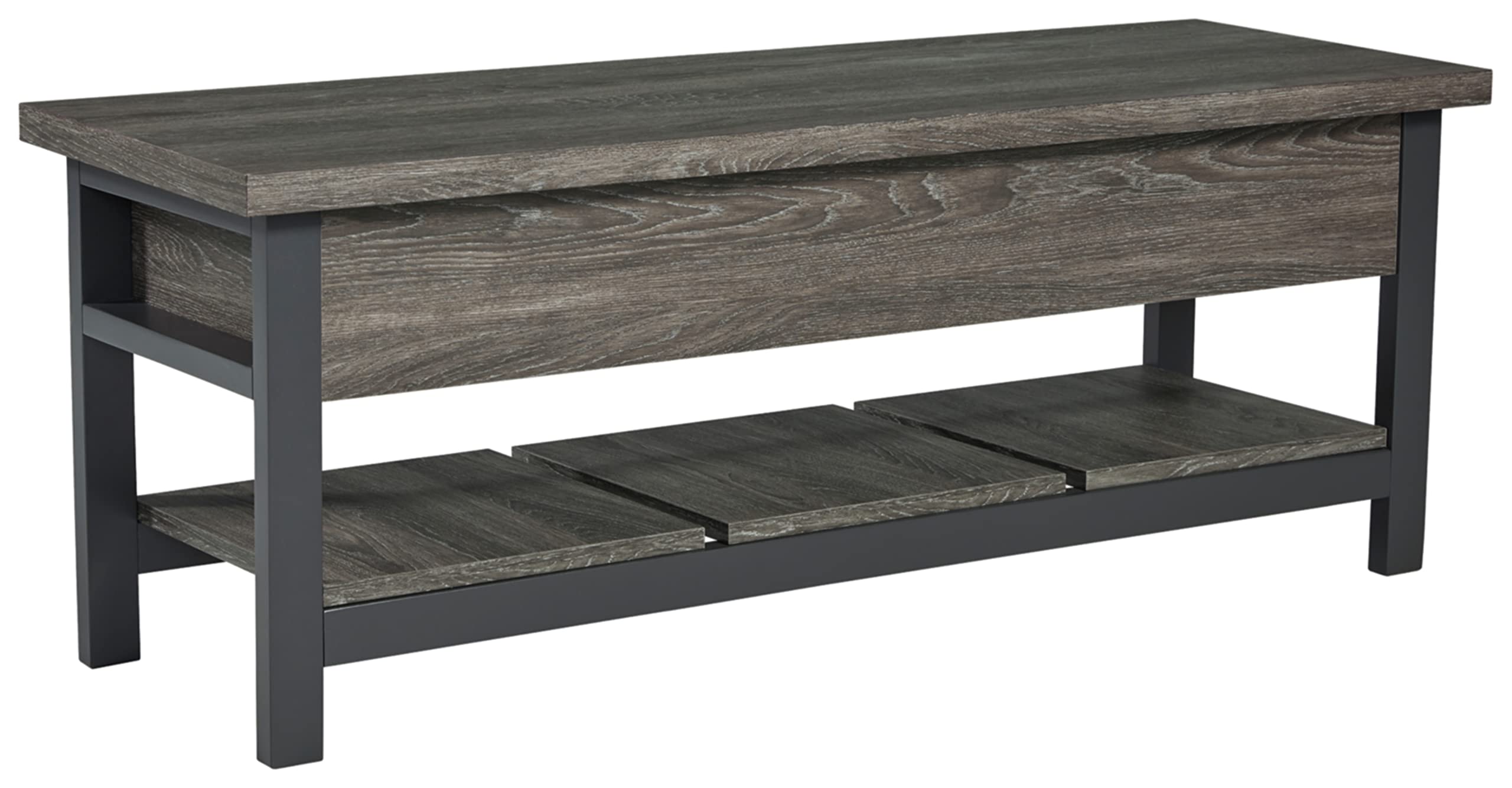 Signature Design by Ashley Rhyson Rustic Farmhouse Storage Bench - Brown Wooden Entryway Bench with Lift-Up Seat for Shoe Storage | Perfect for Mudroom, Living Room & Bedroom Organization