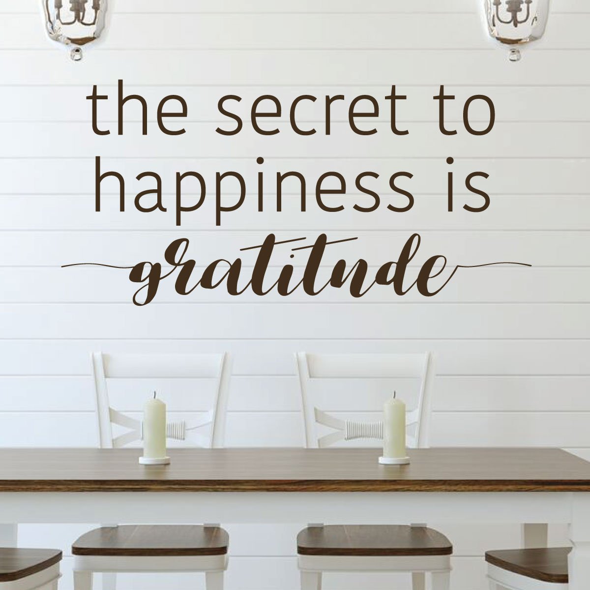 Family Wall Decal - The Secret To Happiness Is Gratitude - Removable Vinyl Art Sticker for Living Room, Bedroom, Nursery & Home Decor | Perfect for Housewarming Gifts & Wall Art Inspiration