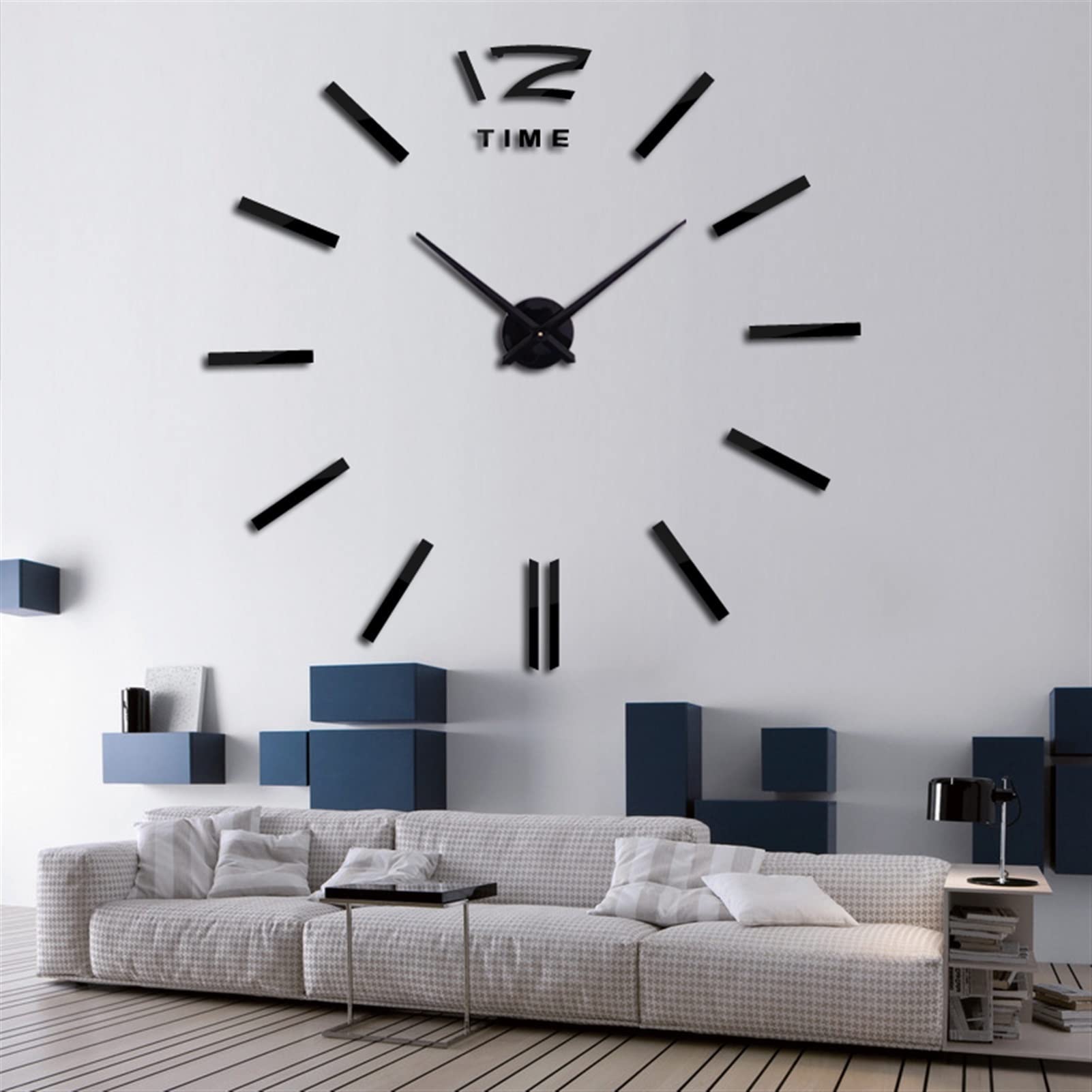 Modern DIY Acrylic Quartz Wall Clock - 3D Home Decor for Living Room, Bedroom, Office - Dark Gray 47 Inch Metal Sticker Clock - Perfect for Home & Office Decorations