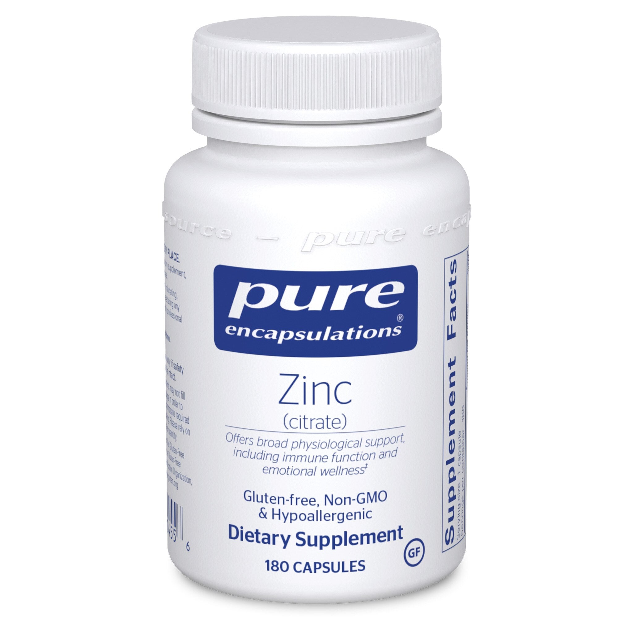 Pure Encapsulations Zinc Citrate Supplement - 50mg High Absorption Zinc Pills for Immune Support, Skin Health & Metabolism - Vegan, Non-GMO Zinc Supplements for Men & Women - Daily Immune Booster for Cold & Flu Season