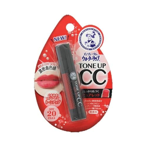Mentholatum Rohto Pharmaceutical Water Lip CC Balm - Pure Red 4.5g | Hydrating Lip Treatment for Dry, Chapped Lips | Perfect for Daily Moisture & Makeup Base