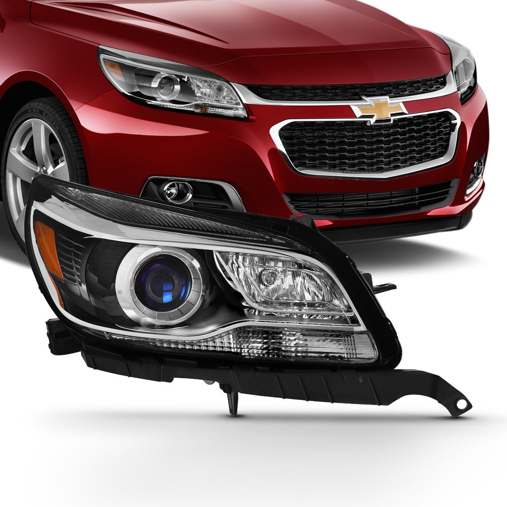 AKKON HID Projector Headlight Assembly for 2013-2015 Chevy Malibu Passenger Side - Chrome Housing with Clear Lens | Replacement Headlights for Improved Night Driving Visibility