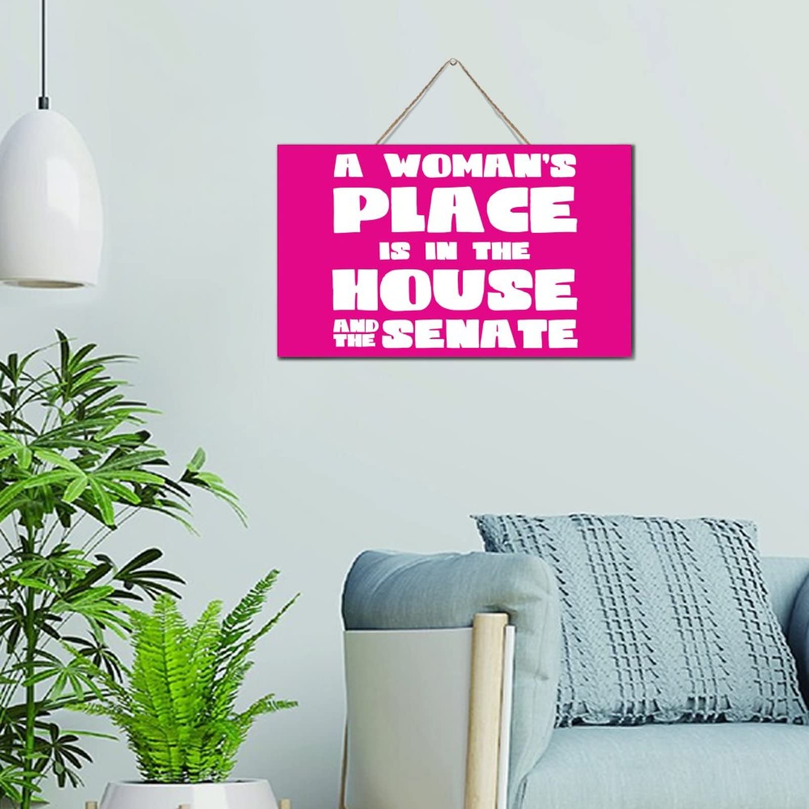 Rustic Wooden Sign - 'A Woman's Place is in The House & The Senate' - 6x10 Inch Motivational Wood Plaque, Feminist Wall Art, Home & Office Décor - Perfect for Shelves, Pantry, or as Inspirational Gift for Women's Rights Supporters