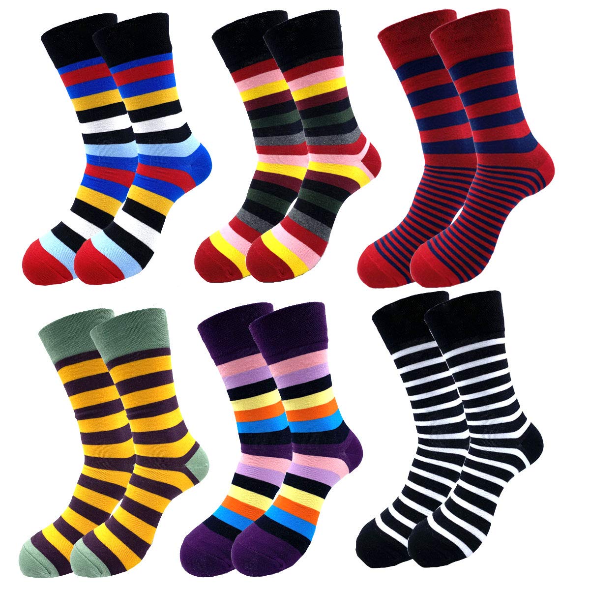Men's Fun Novelty Cotton Crew Socks Pack - Colorful Art Dress Socks for Casual Wear & Gift Giving | Funny Socks for Office, Party & Everyday Use