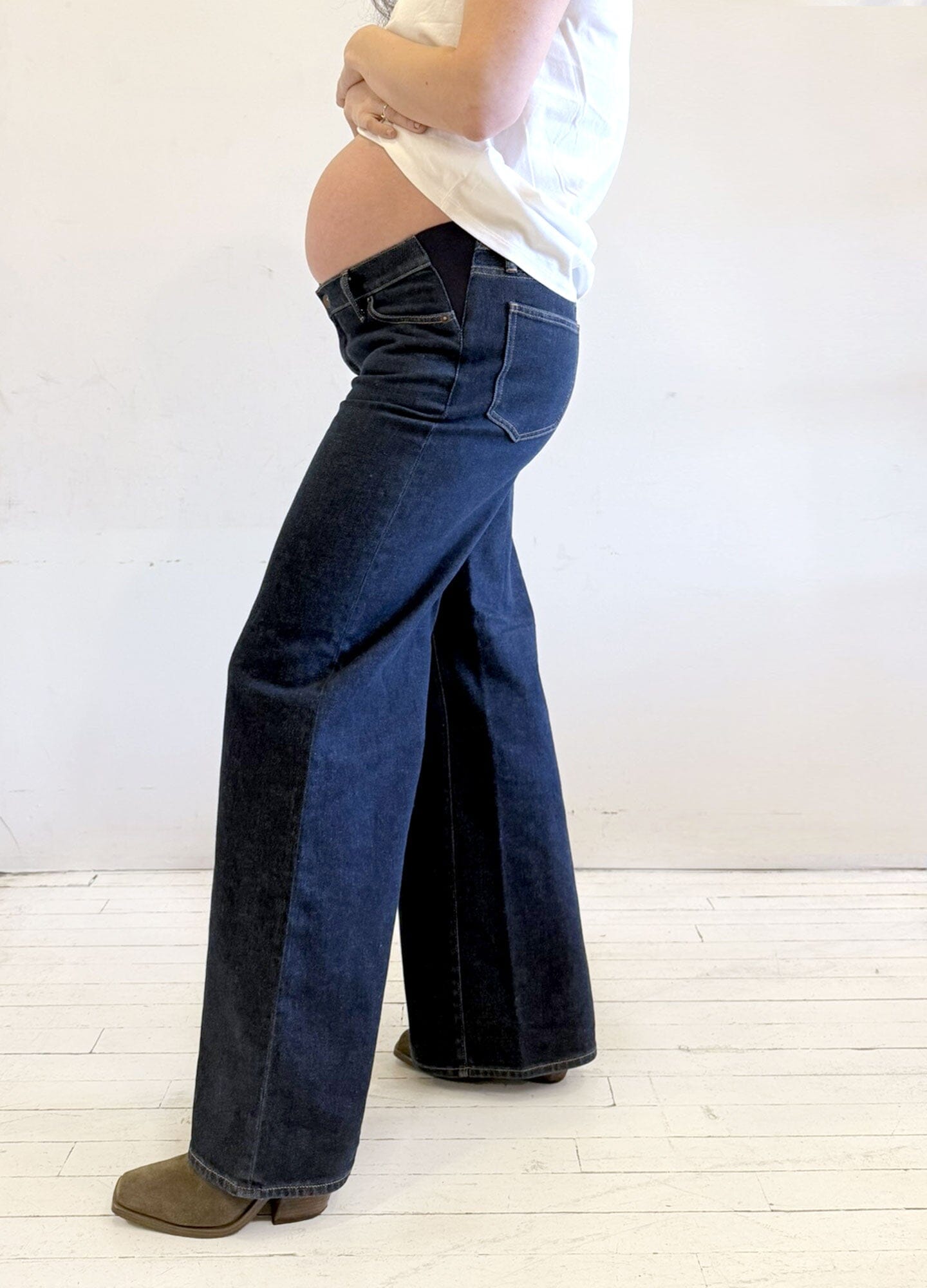 Comfortable Stretchy Maternity Jeans for Pregnant Women - Wide Leg Pregnancy Pants for Everyday Wear & Office
