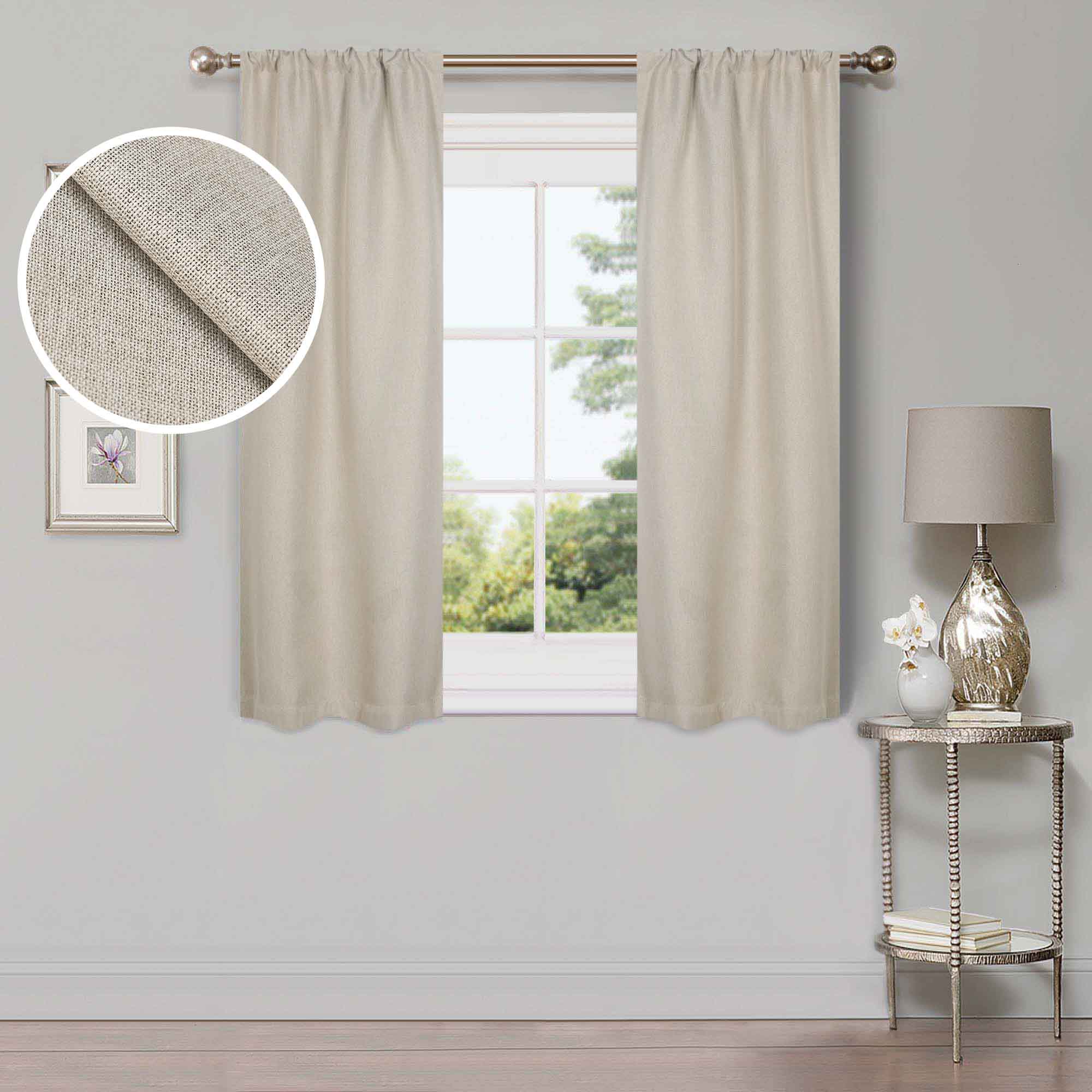 Blackout Curtains for Bedroom - 100% Linen Washable Room Darkening Curtains Set of 2 Panels - Perfect for Home Theater, Nursery & Light Sleepers
