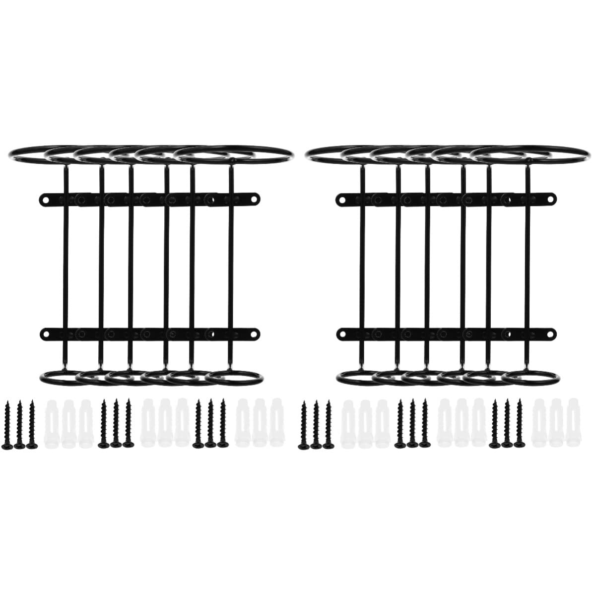 Alipis 12-Piece Glass Tumblers Set with Iron Wall-Mounted Wine Rack - Decorative Wine Bottle Holder & Cup Hanger for Kitchen, Bar, Dining Room Decor