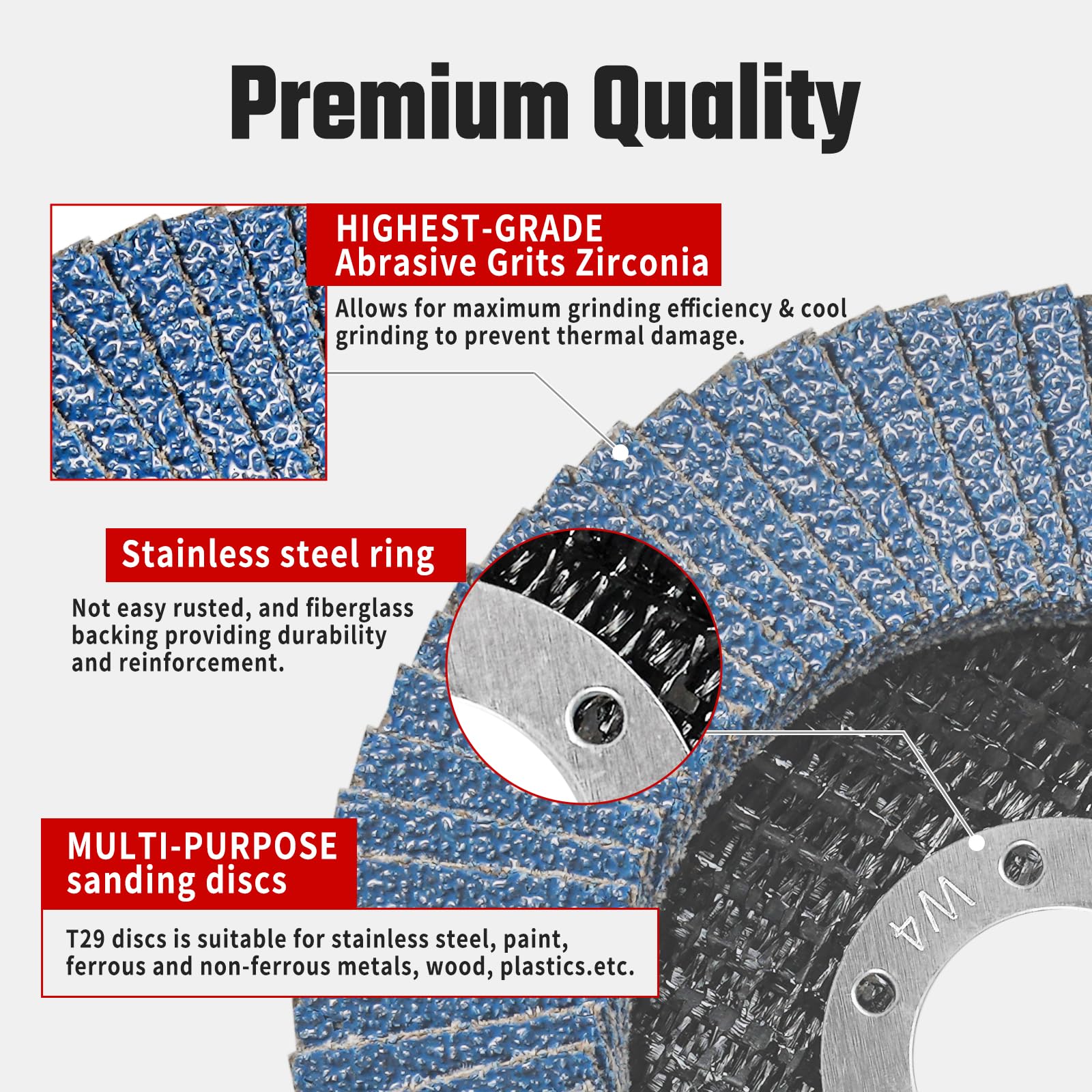 10-Pack Mixed Grit Flap Discs (40/60/80/120) for Angle Grinder - 4.5