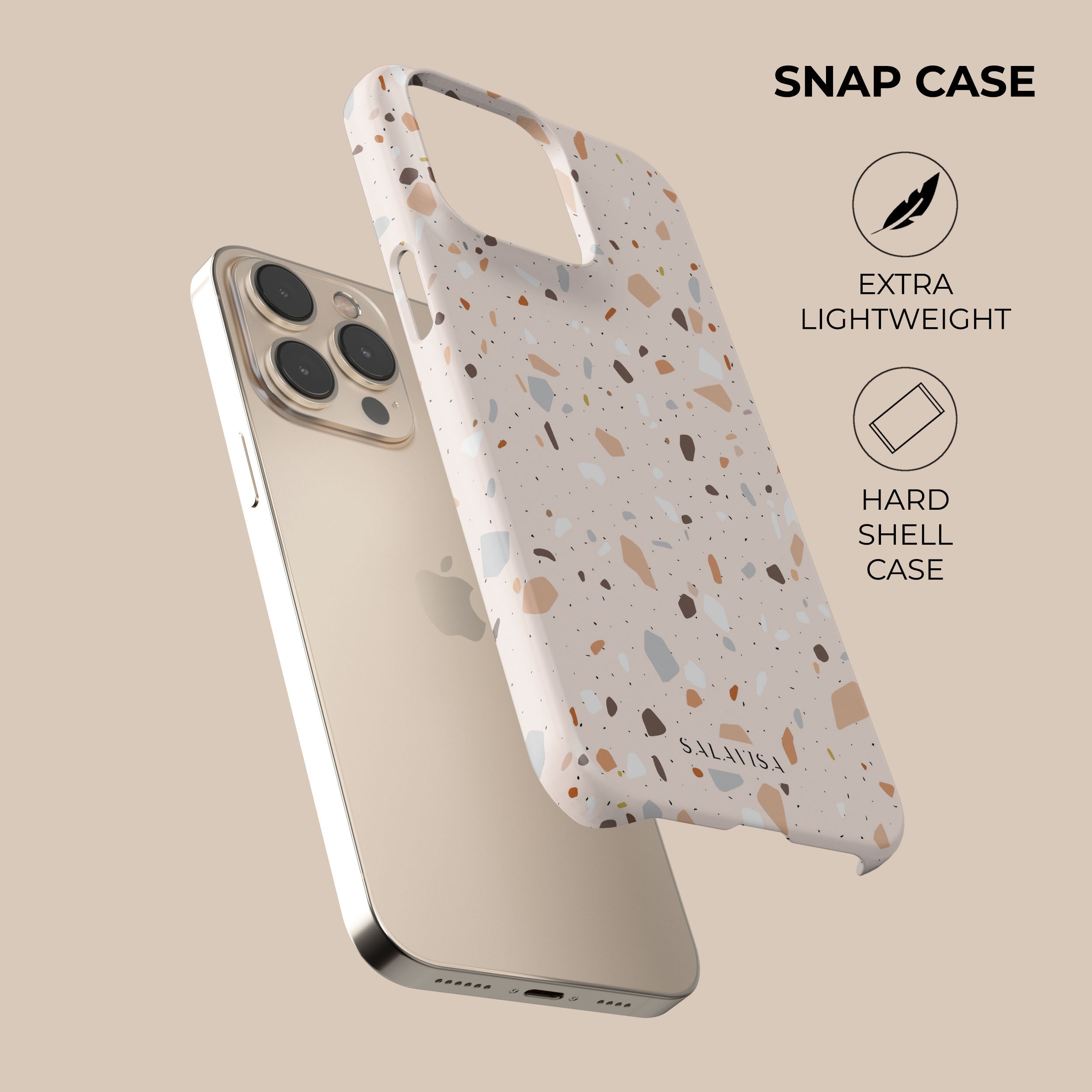 Pink Terrazzo Marble Pattern Phone Case - Shockproof Protective Cover for iPhone 15/14/13/12/11 Pro Max - Stylish & Durable for Everyday Use, Travel, Work & Outdoor Activities