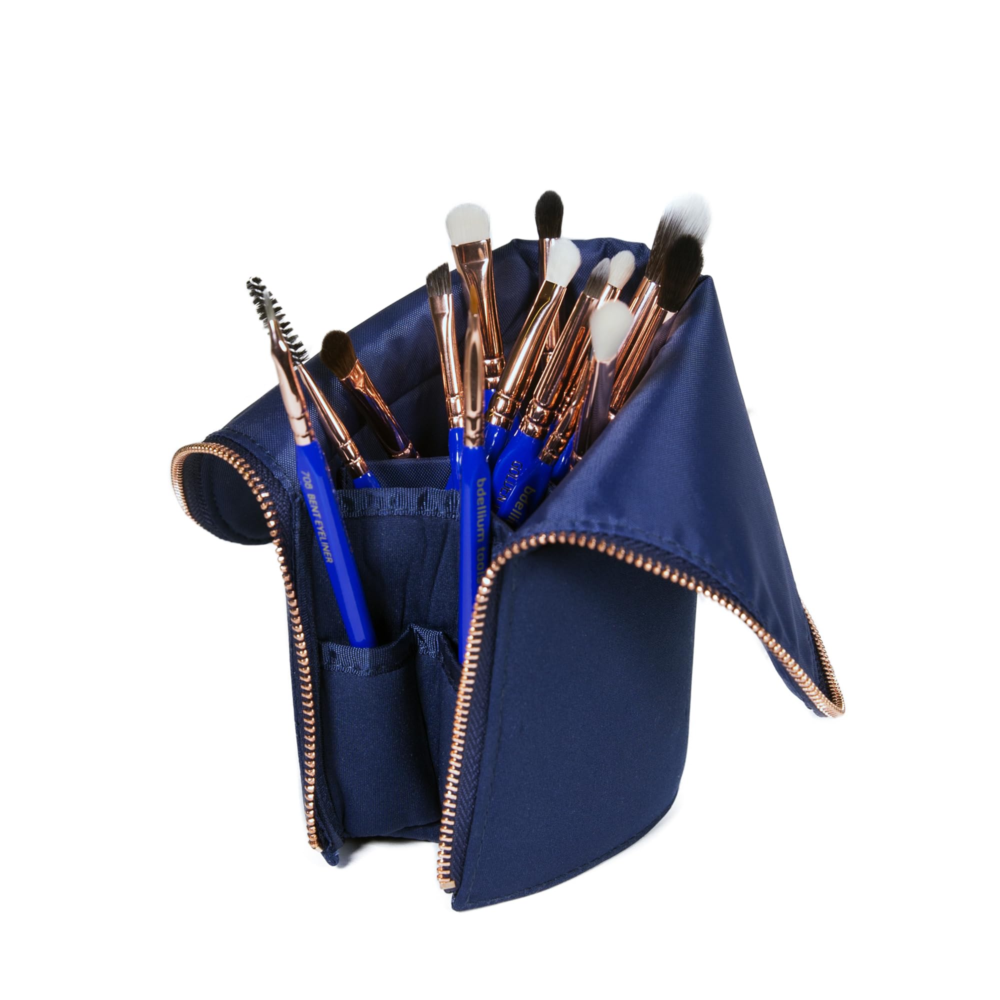 Bdellium Tools Professional 15-Piece Golden Triangle Makeup Brush Set for Eyes with Stand-Up Pouch - Perfect for Makeup Artists, Travel & Everyday Beauty Routine
