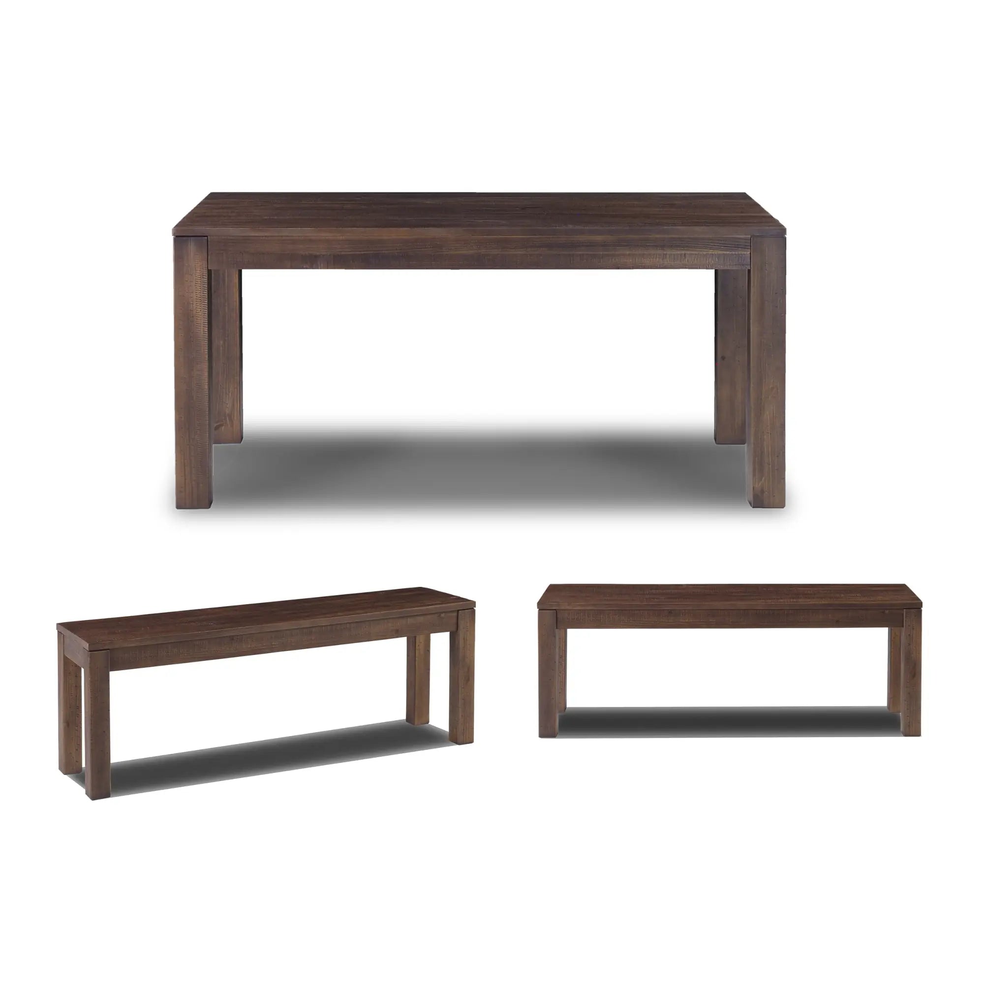 Montauk Solid Wood Dining Set (3 Piece) - Rustic Farmhouse Table & Chairs for Kitchen, Dining Room, or Outdoor Patio