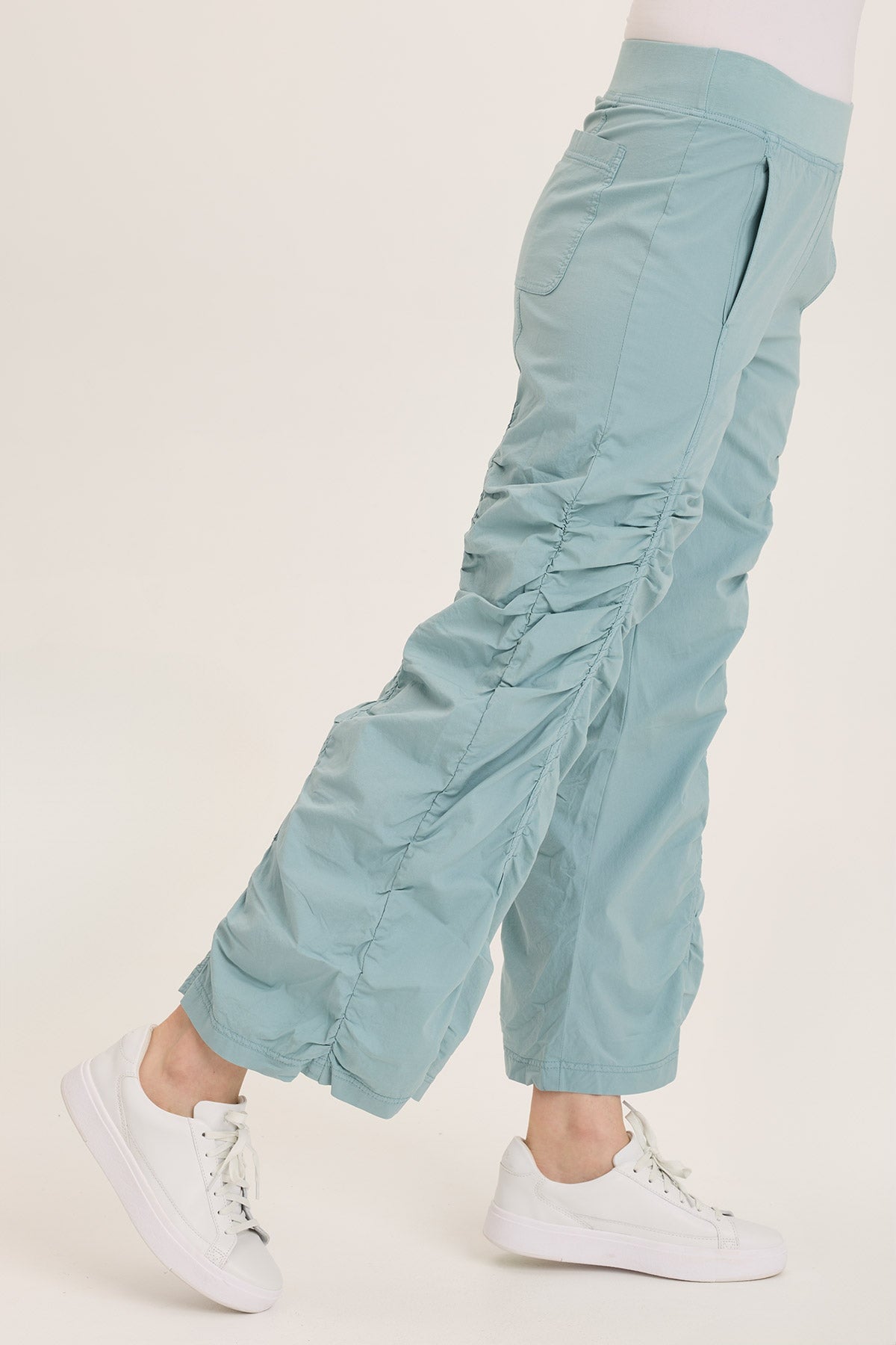 Naola Stretch Poplin Ruched Flare Gaucho Pants for Women - Comfortable High Waisted Wide Leg Trousers for Casual Wear, Office & Date Night Outfits