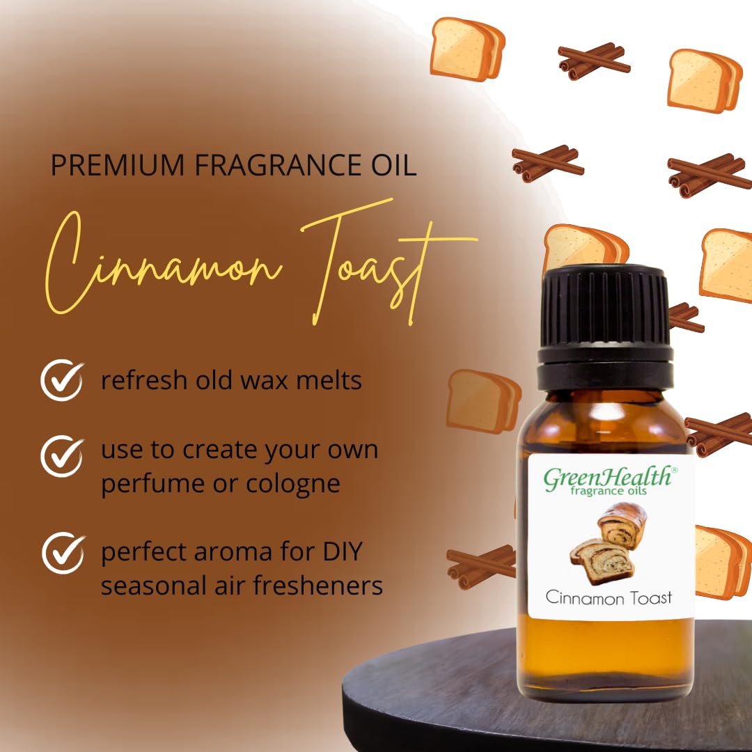 Premium 32 fl oz Cinnamon Toast Fragrance Oil - Plastic Jug with Secure Cap - GreenHealth - Perfect for Candles, Soaps & Home Fragrance Diffusers