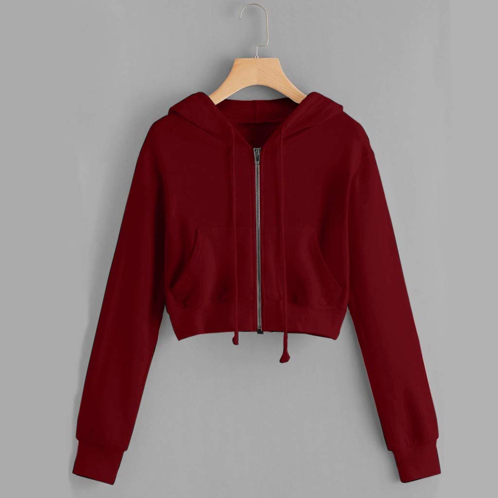 Trendy Black Crop Hoodie for Women & Teens - Basic Zip-Up Pullover Sweatshirt with Long Sleeves | Perfect for Casual Wear, Street Style & Layering Outfits