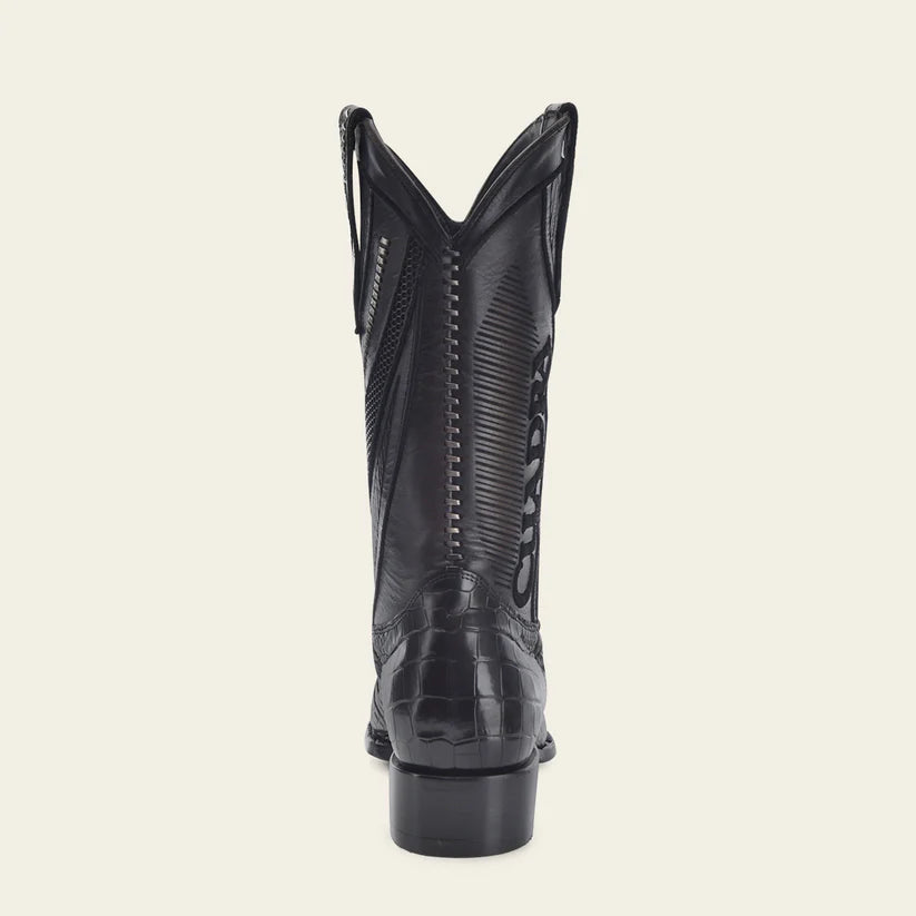 1B2RAL Men's Black Western Cowboy Alligator Leather Boots - Durable & Stylish for Rodeo, Country Music Festivals & Outdoor Adventures