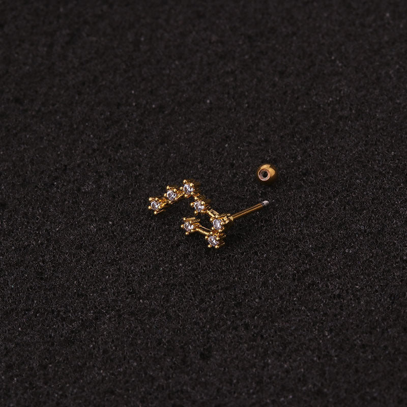 20G Surgical Steel Zodiac Sign Cartilage Stud Earrings for Women - HSPJ19101 | Perfect for Daily Wear, Gifts & Piercing Jewelry Collection