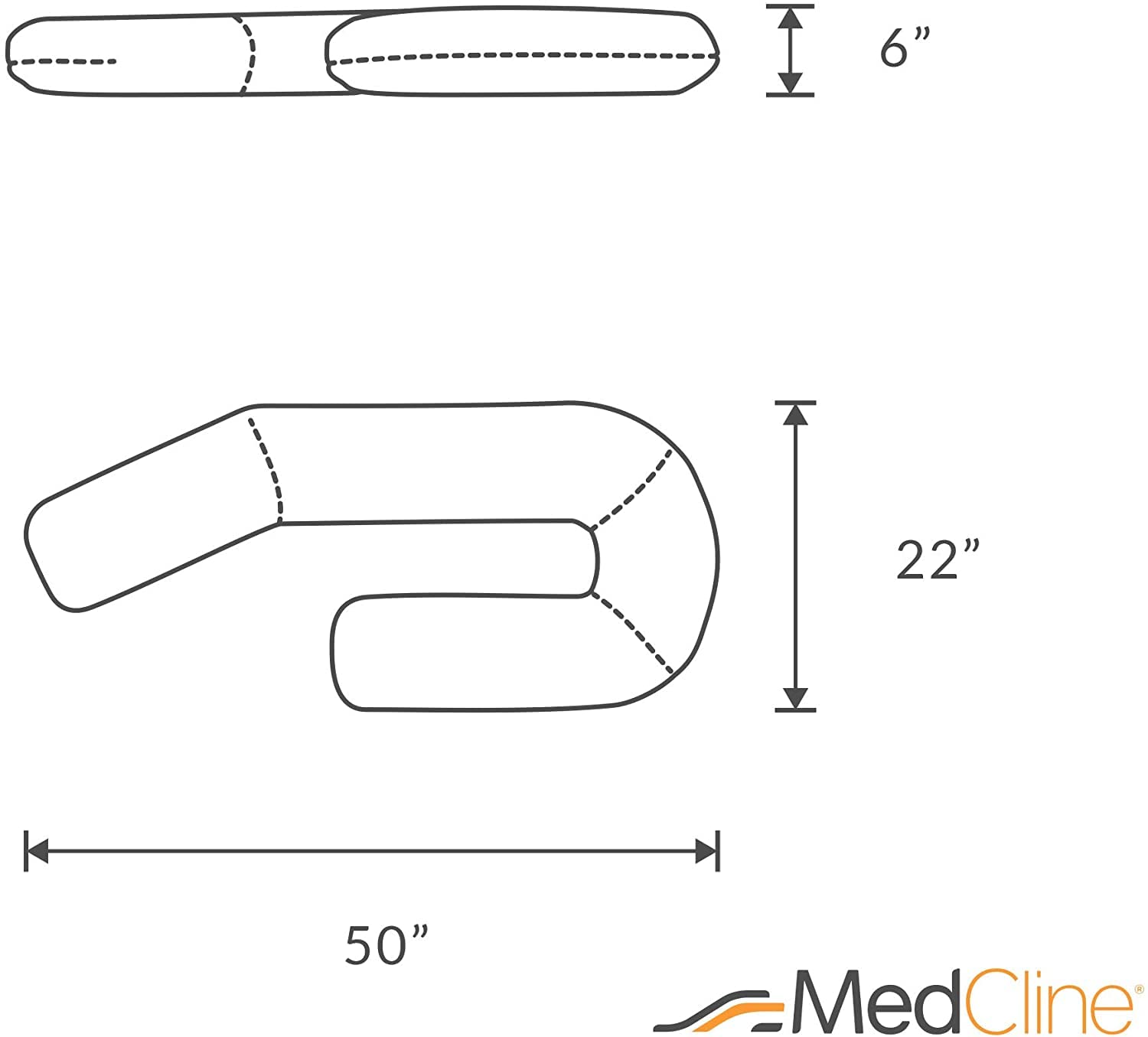MedCline Therapeutic Full Length Body Pillow for Side Sleepers - Adjustable Shredded Memory Foam J-Shaped Pillow with Neck, Back & Hip Support - Removable Washable Cover (22