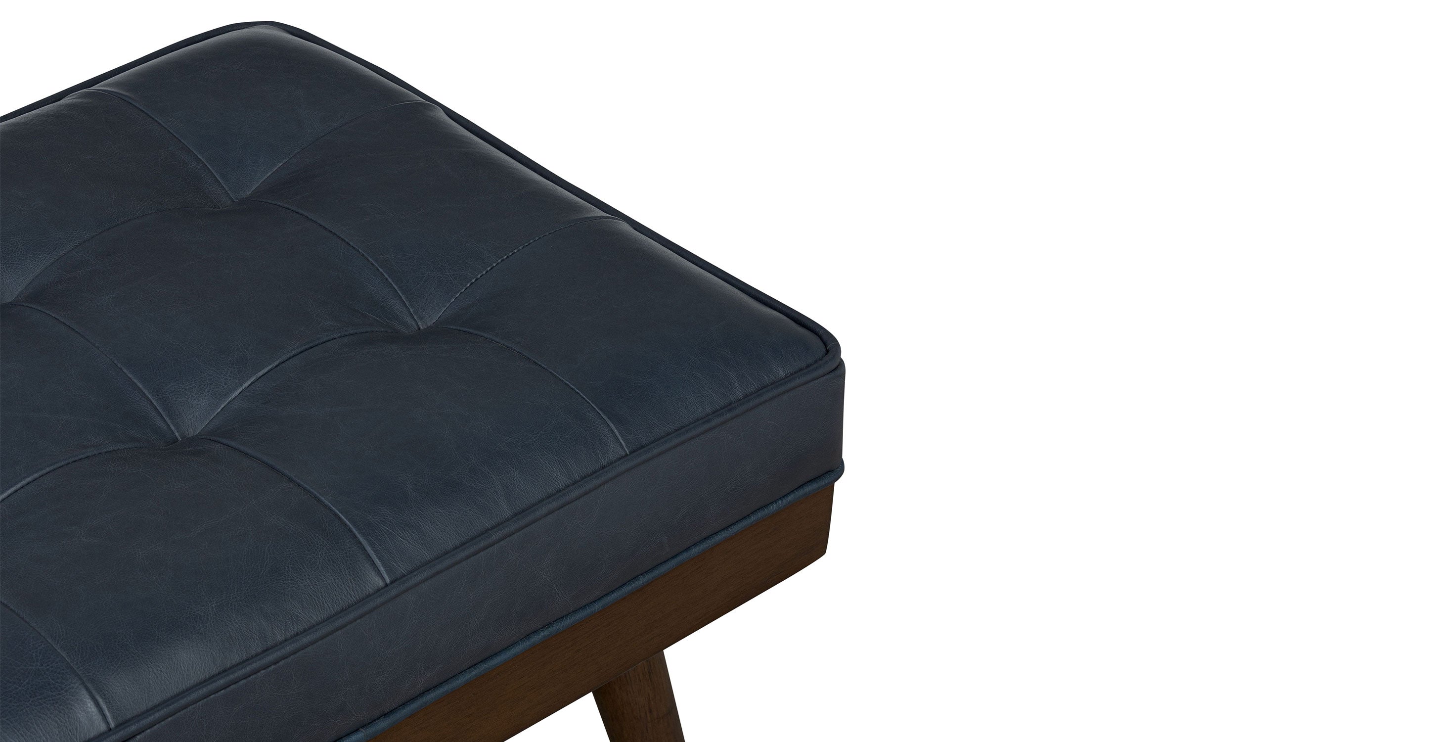 Luca Leather Bench - Modern Upholstered Storage Ottoman with Tufted Design for Living Room, Bedroom, or Entryway - Durable Faux Leather Seat with Sturdy Wooden Legs - Perfect for Extra Seating, Footrest, or Stylish Home Decor