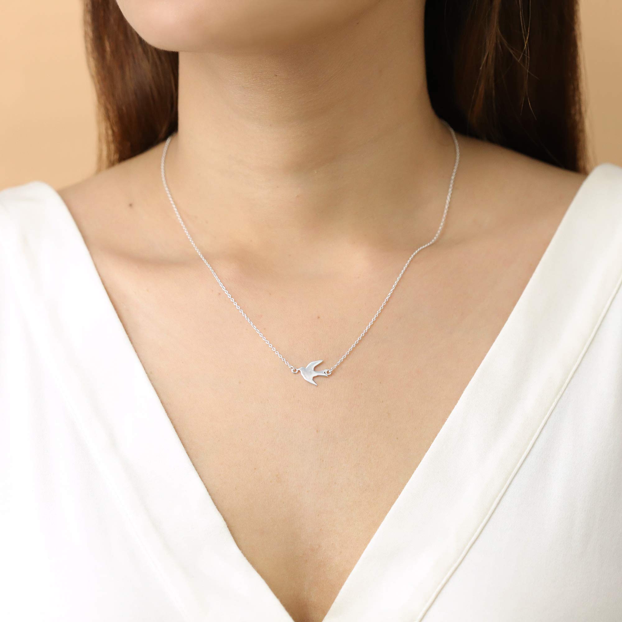 Sterling Silver Soaring Bird Necklace 18