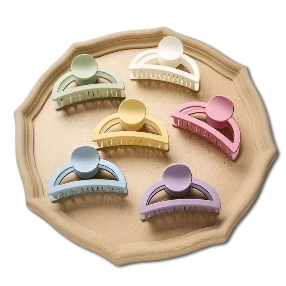 Stylish Matte Hair Clips for Women & Girls - Non-Slip Large Jaw Claw Clips for All Hair Types (5-Pack, Multicolor) - Perfect for School, Work, Gym & Everyday Hairstyles