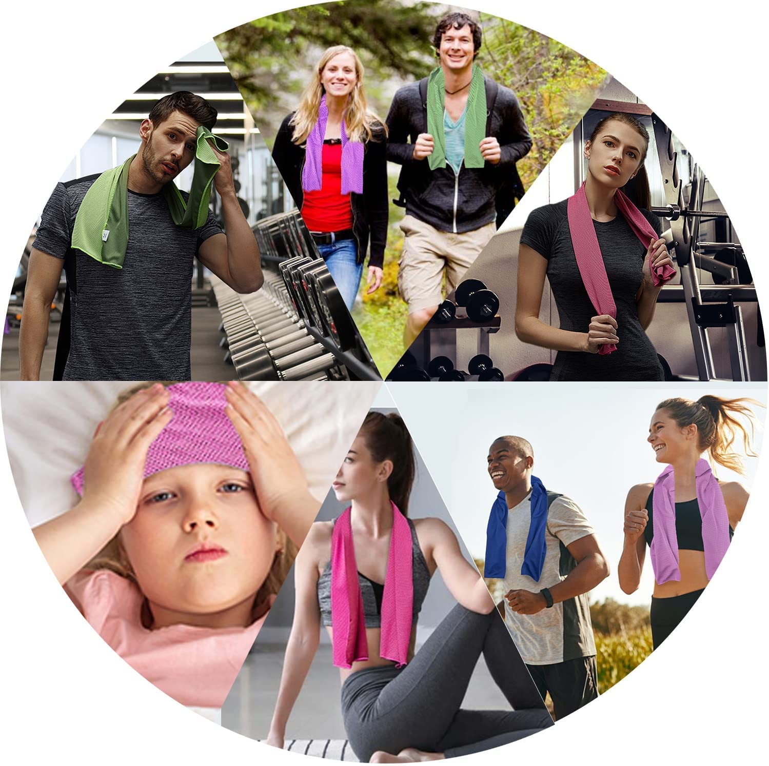 Oicia Cooling Towel Set of 3 - Premium Microfiber Ice Sports Towels for Workout, Yoga & Gym - Quick-Drying, Breathable & Chilly Workout Towels - Perfect for Hot Yoga, Running, Hiking & Outdoor Activities