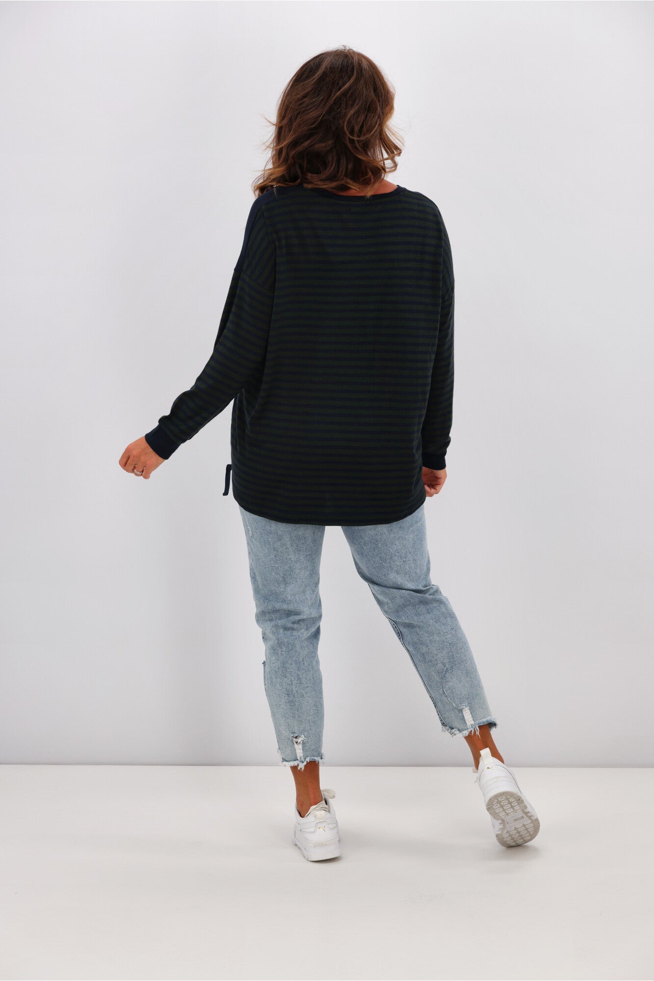 Shine On Nola Striped Hilo Top with Print Ink Olive - Women's Fashion Casual Blouse for Summer Outfits, Beach Wear & Vacation Style