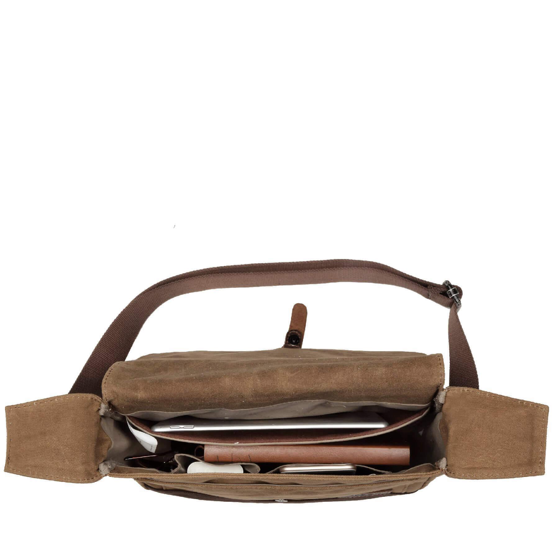 TRP0443 Troop London Heritage Canvas Leather Messenger Bag - Stylish Laptop & Tablet Friendly Travel Bag for Work, School & Daily Commute