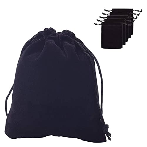 50 Pack 4x6 Inch Black Velvet Drawstring Bags for Jewelry Storage, Wedding Favors & Party Gifts - Premium Velvet Pouch for Rings, Necklaces, Bridesmaid Gifts & Special Occasions