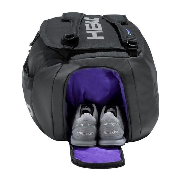 Head Gravity Duffel 6 Pack Tennis Racquet Bag (Black/Purple) - Premium Tennis Gear for Players & Coaches - Perfect for Tournaments, Practice & Travel